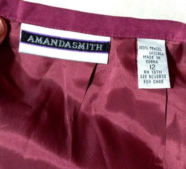 50s Plum Tencel Lined Skirt By Amanda Smith - Image 4