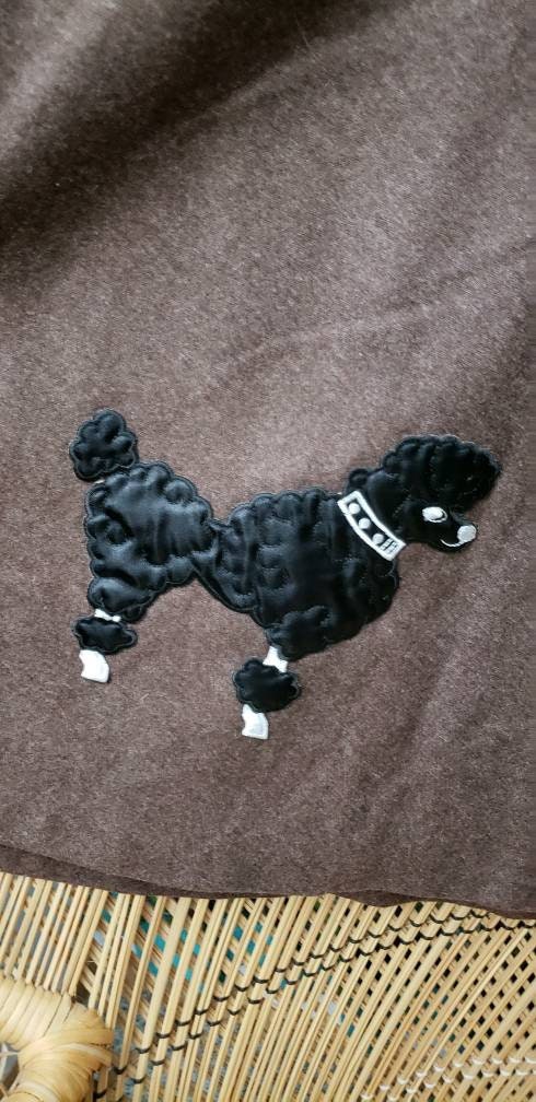 50s Poodle Skirt Juniors Brown Felt Poodle Skirt with Applique Black Poodle, Xs/sm - Image 3