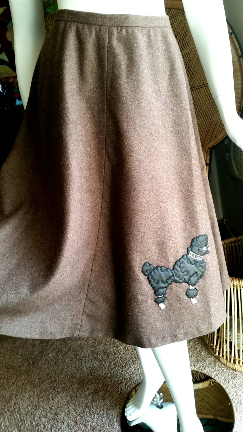 50s Poodle Skirt Juniors Brown Felt Poodle Skirt with Applique Black Poodle, Xs/sm - Image 7
