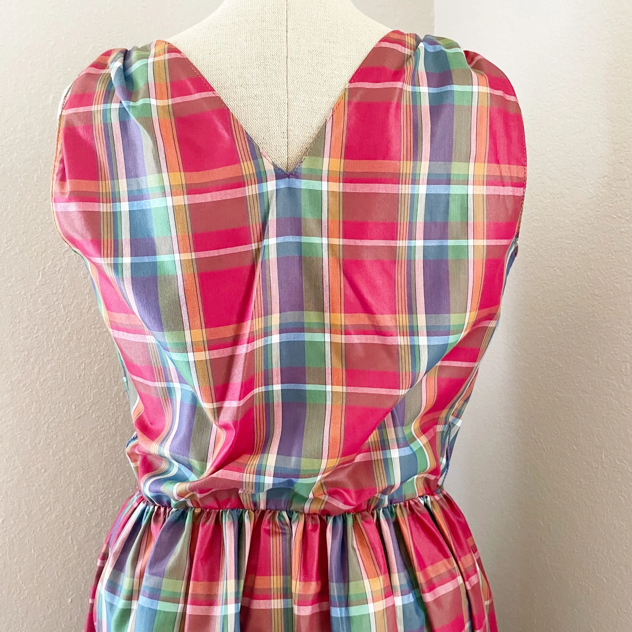50s Pretty Bright Plaid Derby Sundress Sleeveless Sz 8 By Muy - Image 8