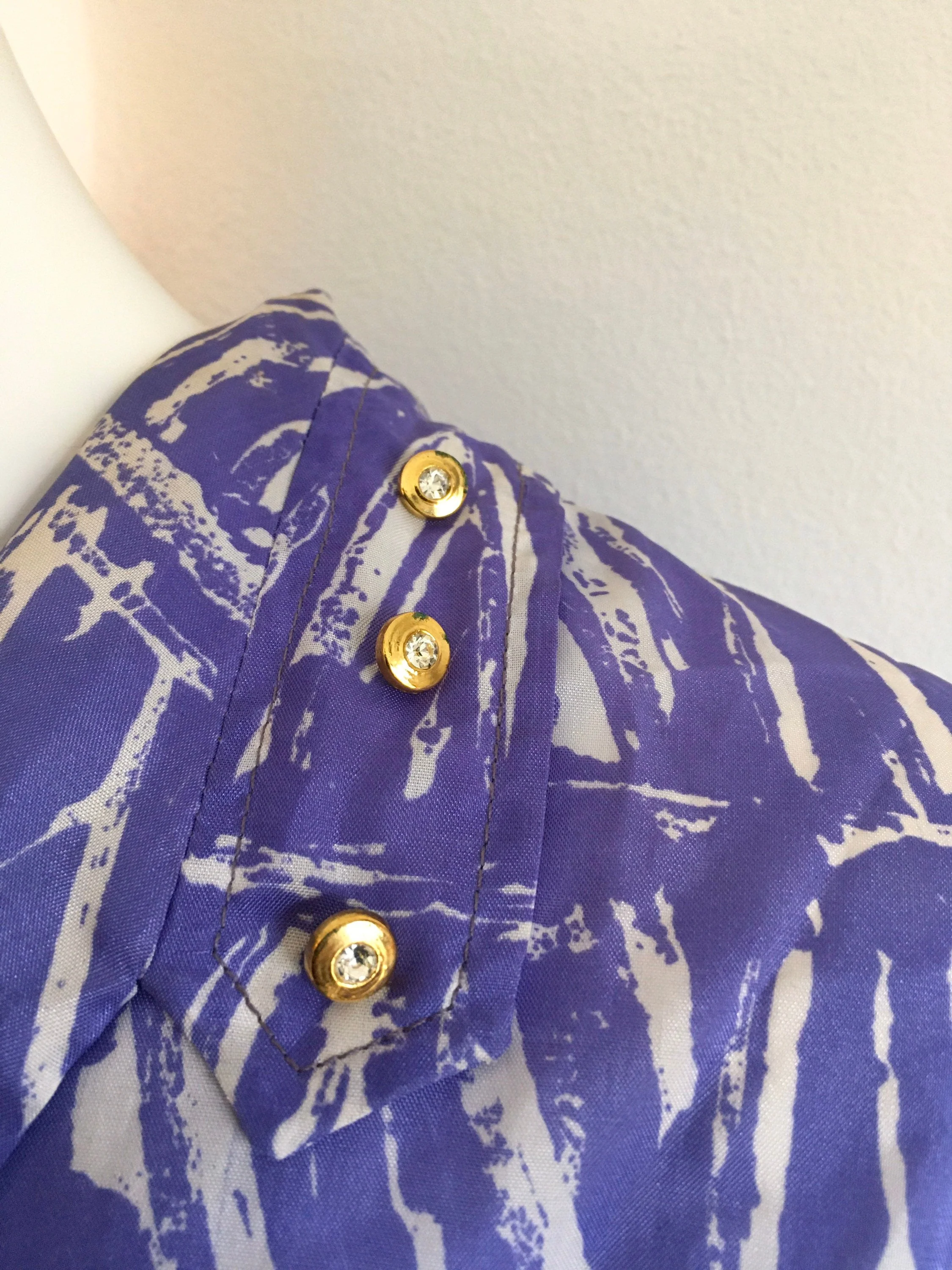 50's Purple and White Abstract Printed Shirt Dress by Meg Marlow - Image 5