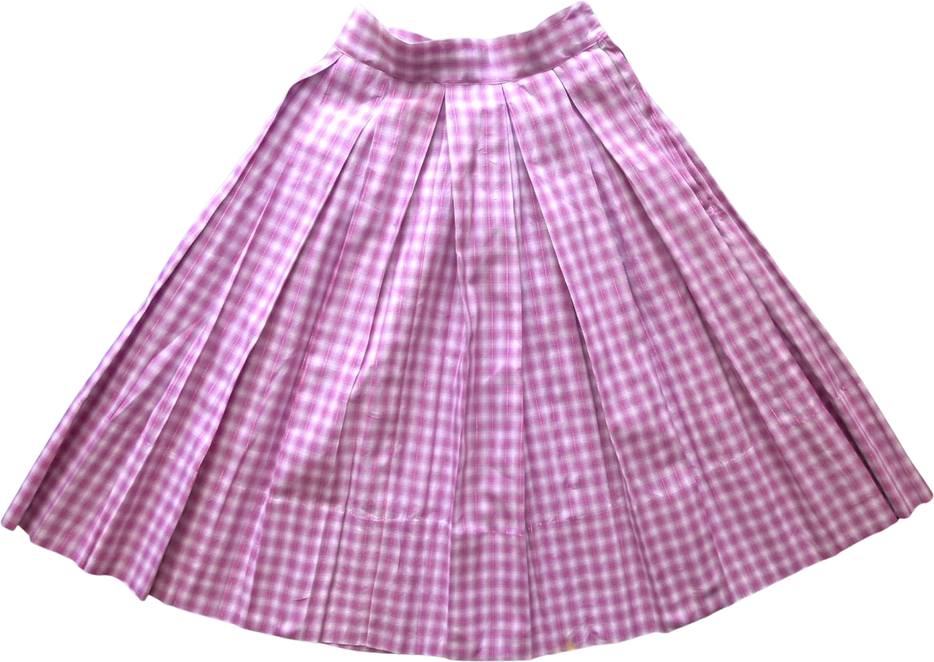 50s Purple and White Box Pleat Cotton Plaid Skirt School Girl Office Stage Tv