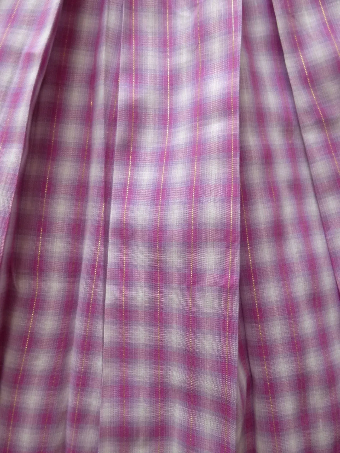 50s Purple and White Box Pleat Cotton Plaid Skirt School Girl Office Stage Tv - Image 5