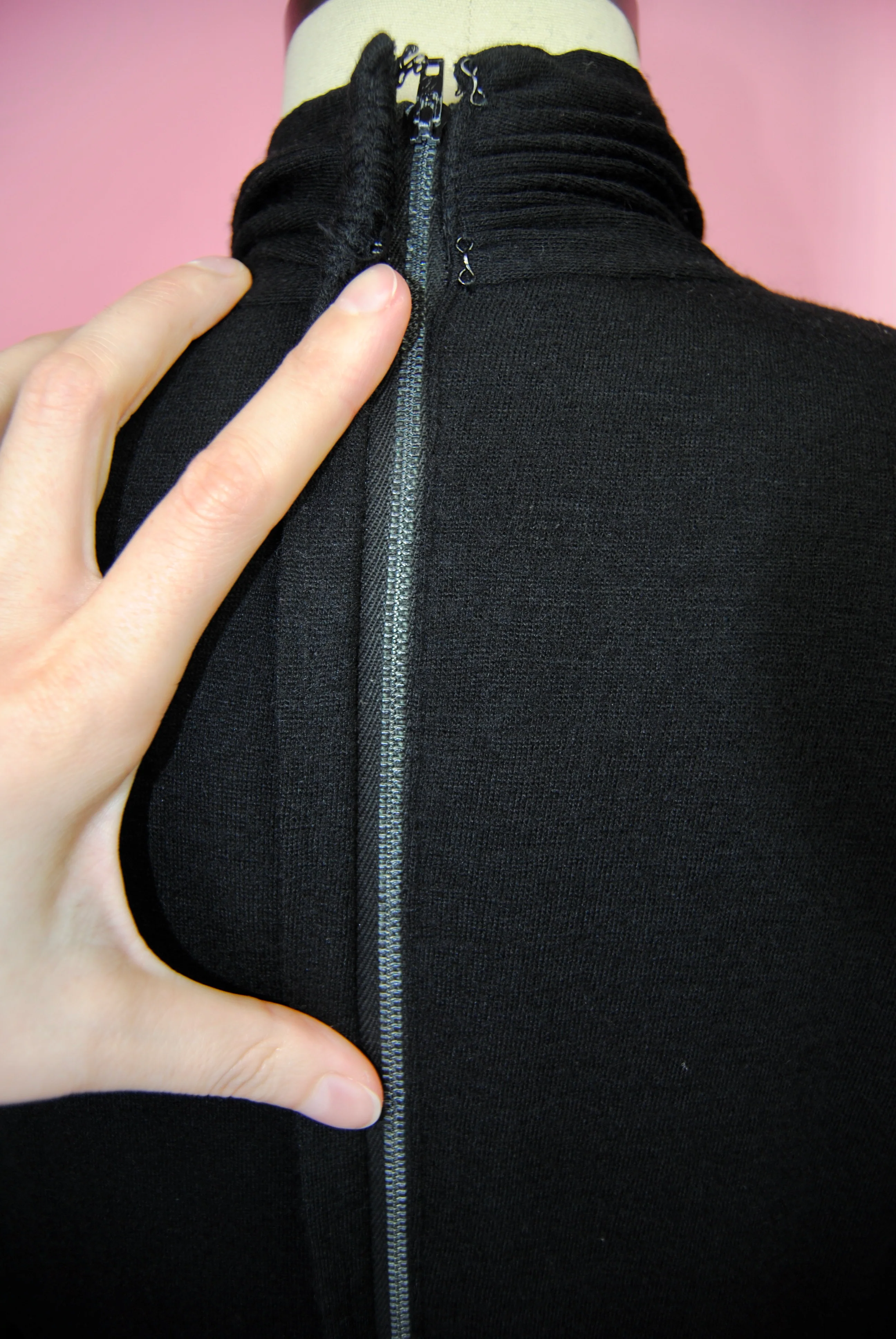 50s Rare Black Fur Peplum Wool Dress By Lilli Diamond - Image 14