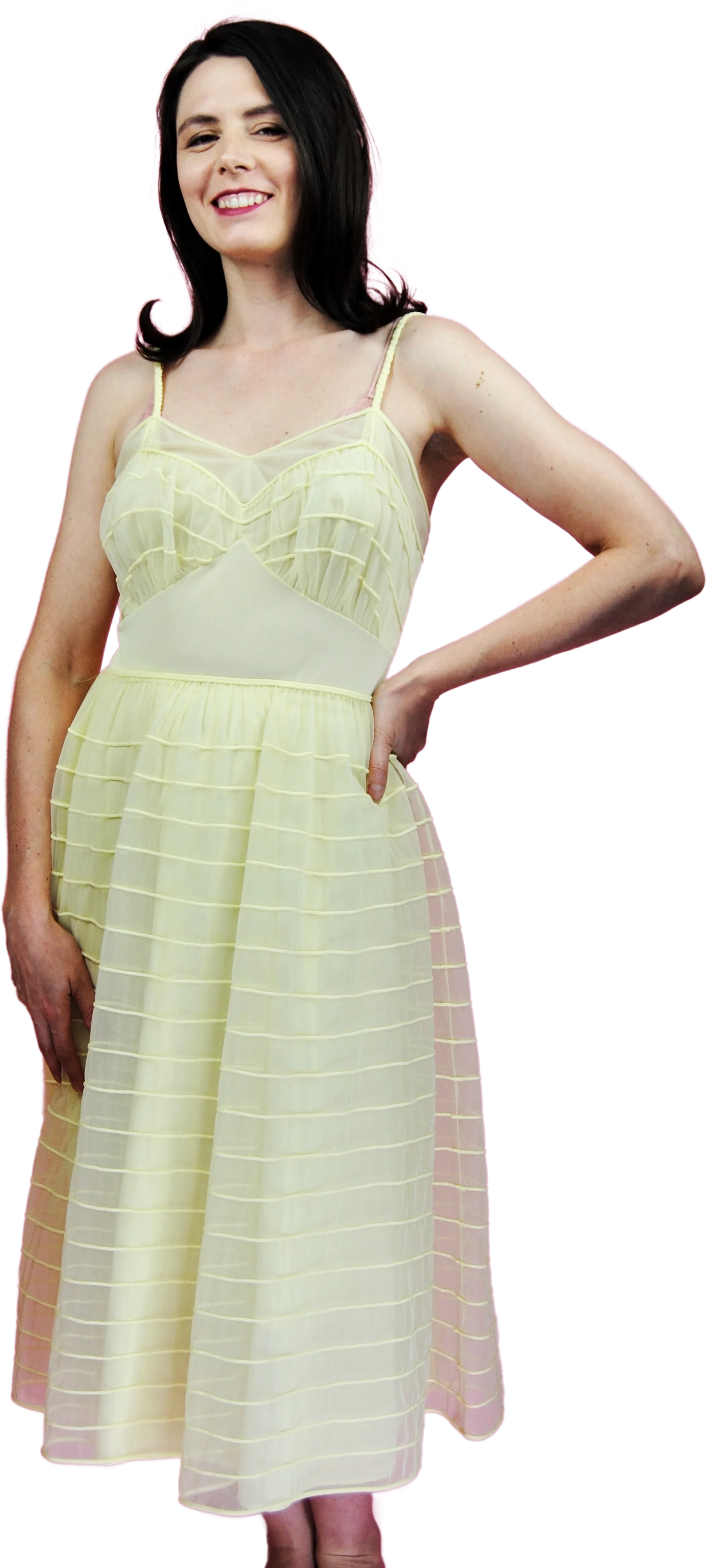50s Rare Pale Yellow Night Gown Peignoir Set By Shadowline - Image 2