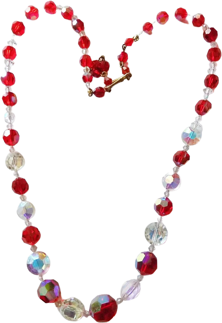 50s Re-Strung Vintage Crystal Glass Bead Necklace Sex Kitten Valentines Sweetheart Wedding Anniversary