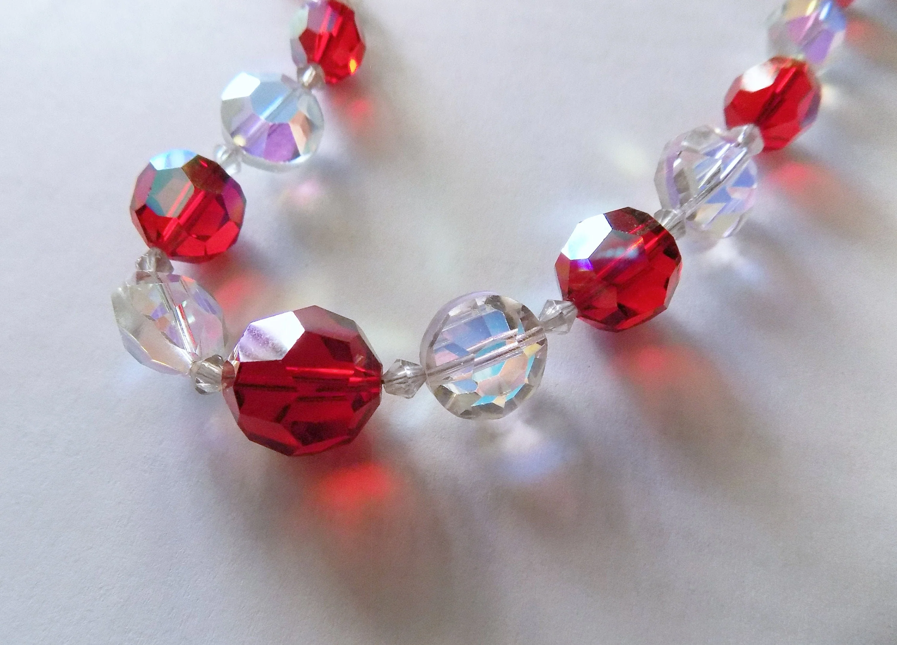 50s Re-Strung Vintage Crystal Glass Bead Necklace Sex Kitten Valentines Sweetheart Wedding Anniversary - Image 2