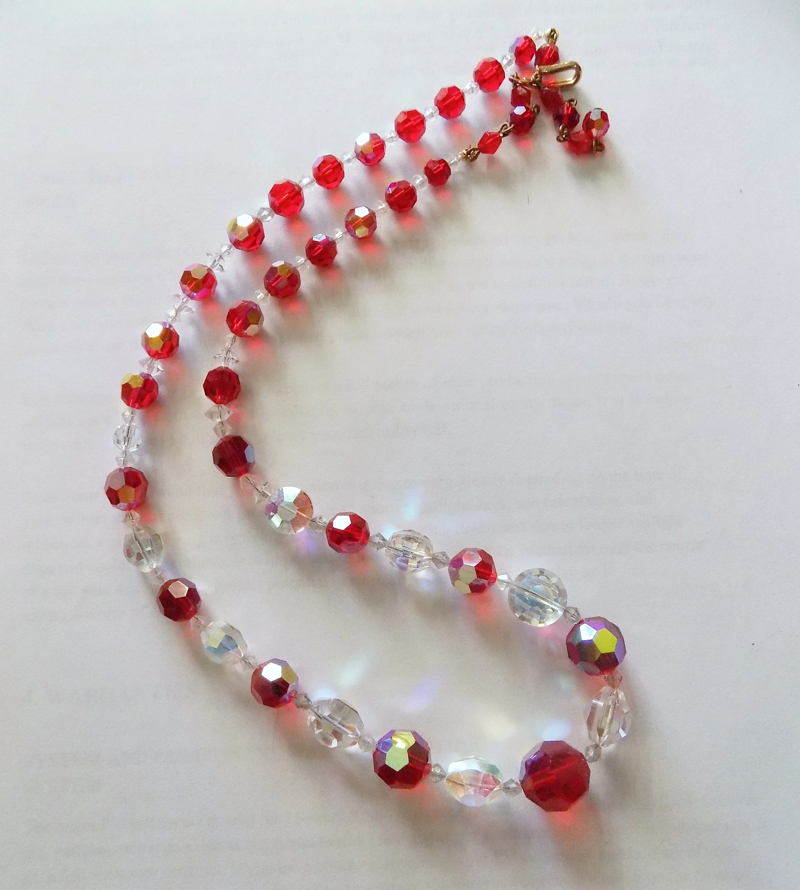 50s Re-Strung Vintage Crystal Glass Bead Necklace Sex Kitten Valentines Sweetheart Wedding Anniversary - Image 3