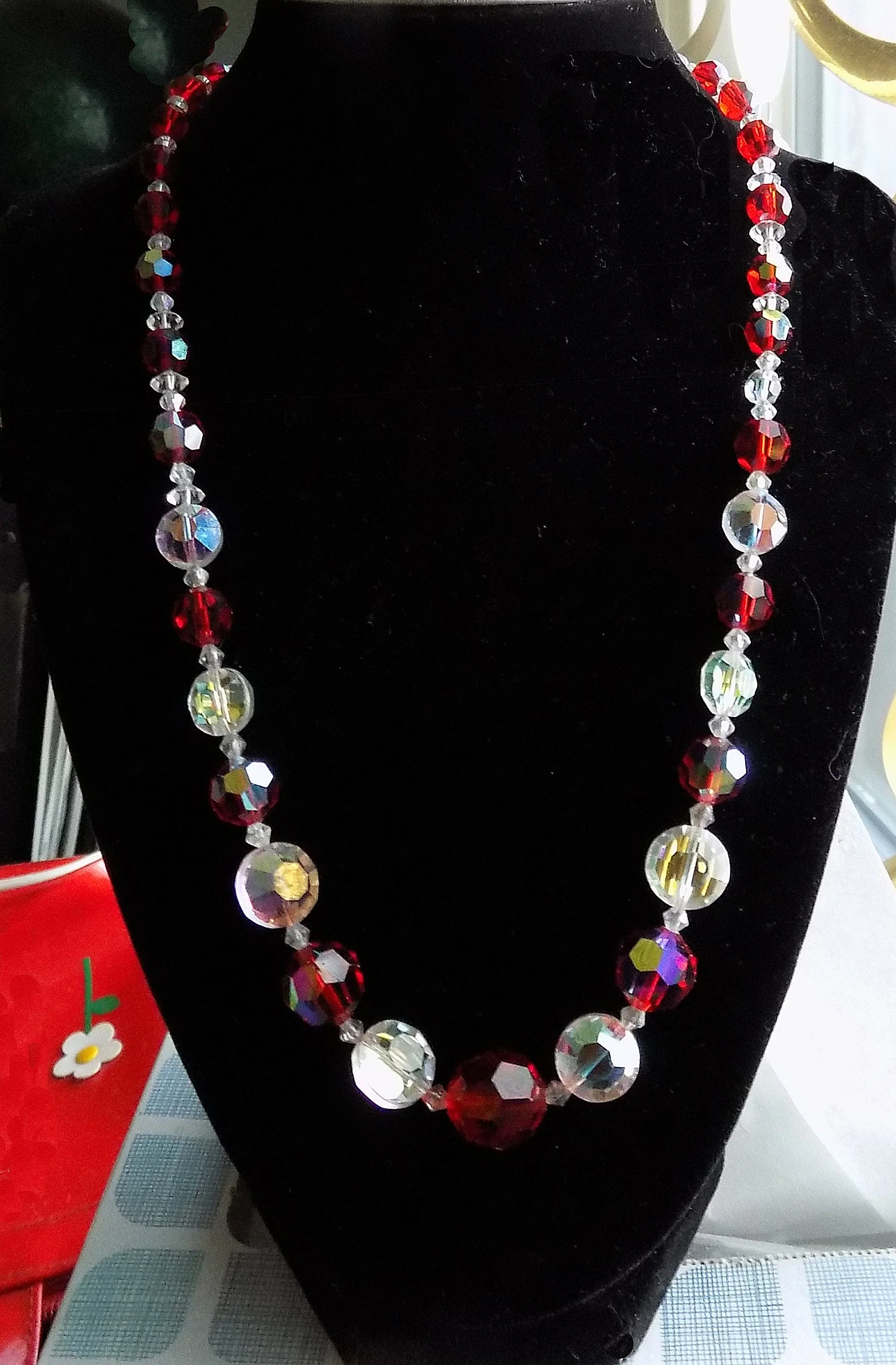 50s Re-Strung Vintage Crystal Glass Bead Necklace Sex Kitten Valentines Sweetheart Wedding Anniversary - Image 4