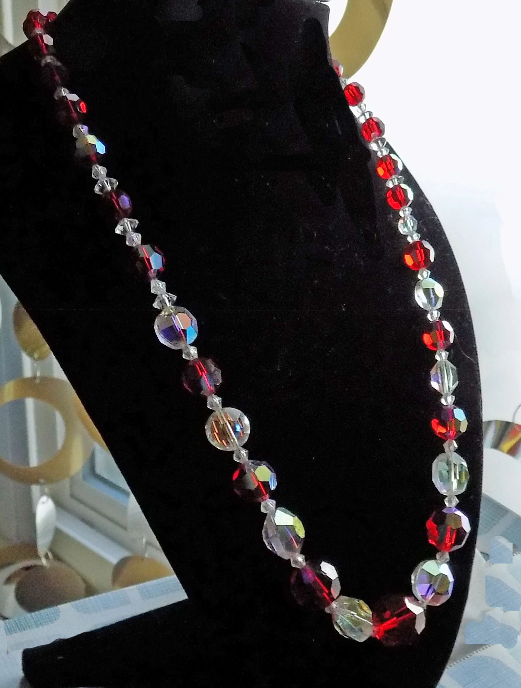 50s Re-Strung Vintage Crystal Glass Bead Necklace Sex Kitten Valentines Sweetheart Wedding Anniversary - Image 5