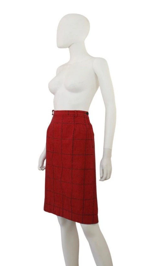 50s Red and Black Embroidered Skirt by ILGWU - Image 5