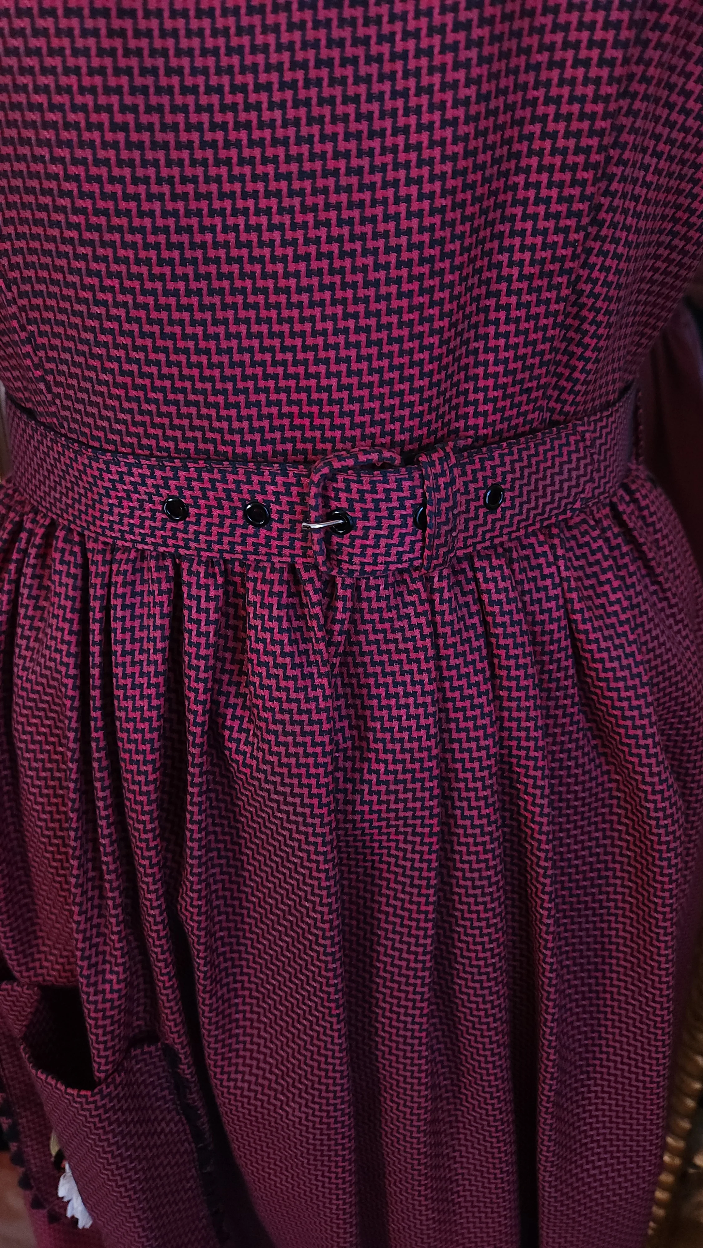 50s Red And Black Fit And Flare Day Dress Cute Details By Carol Brent Montgomery Ward - Image 6