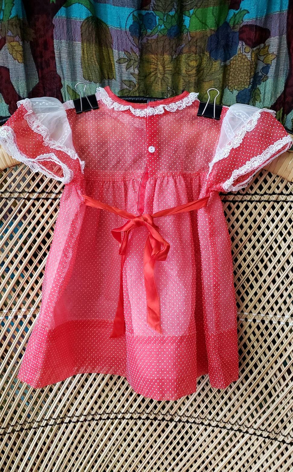 50s Red and White Polka Dots Dress Girls - Image 6