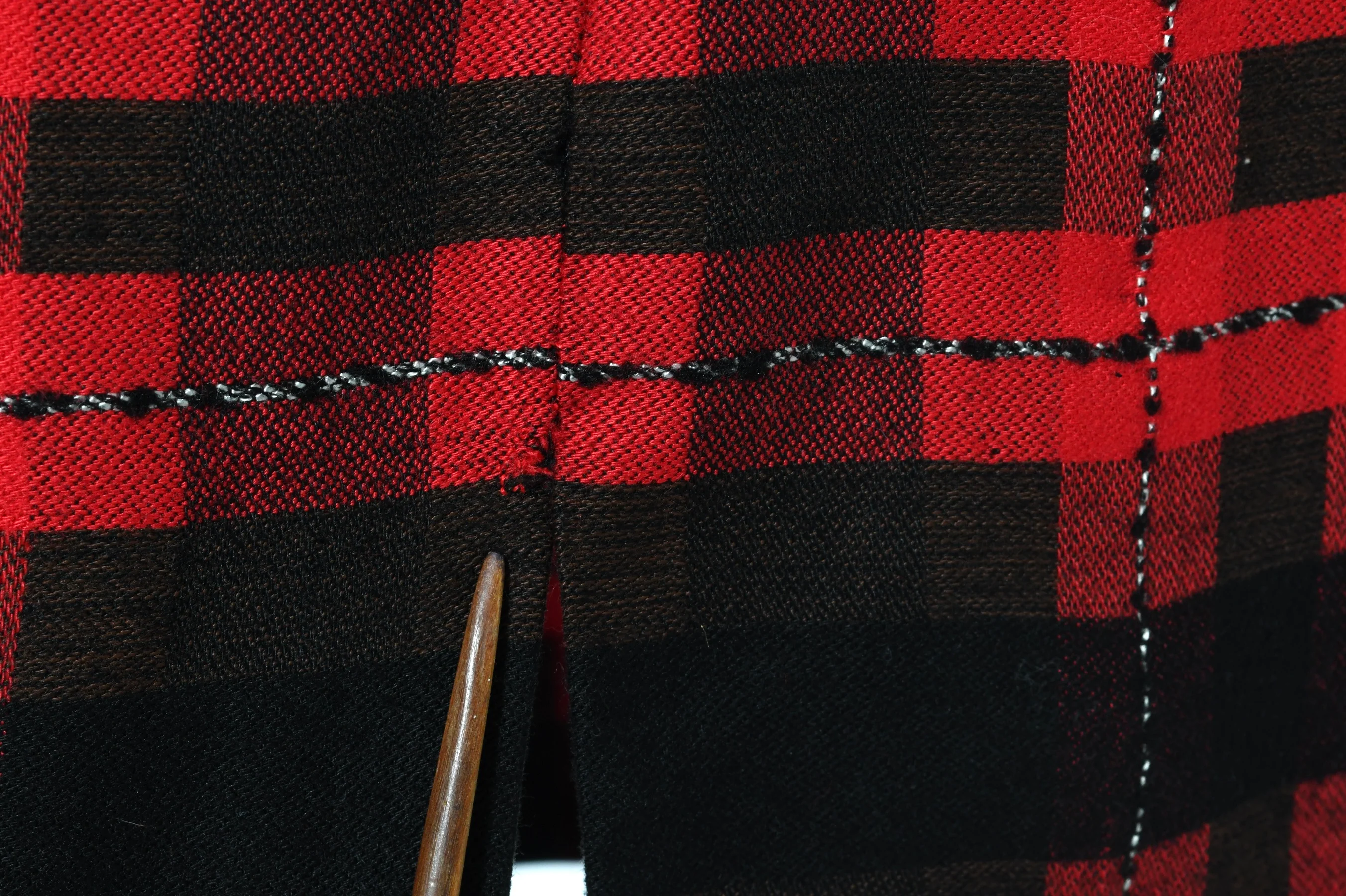 50s Red Black Plaid Pinup Cinch Waist Wiggle Dress By Natlynn Talls New York - Image 12