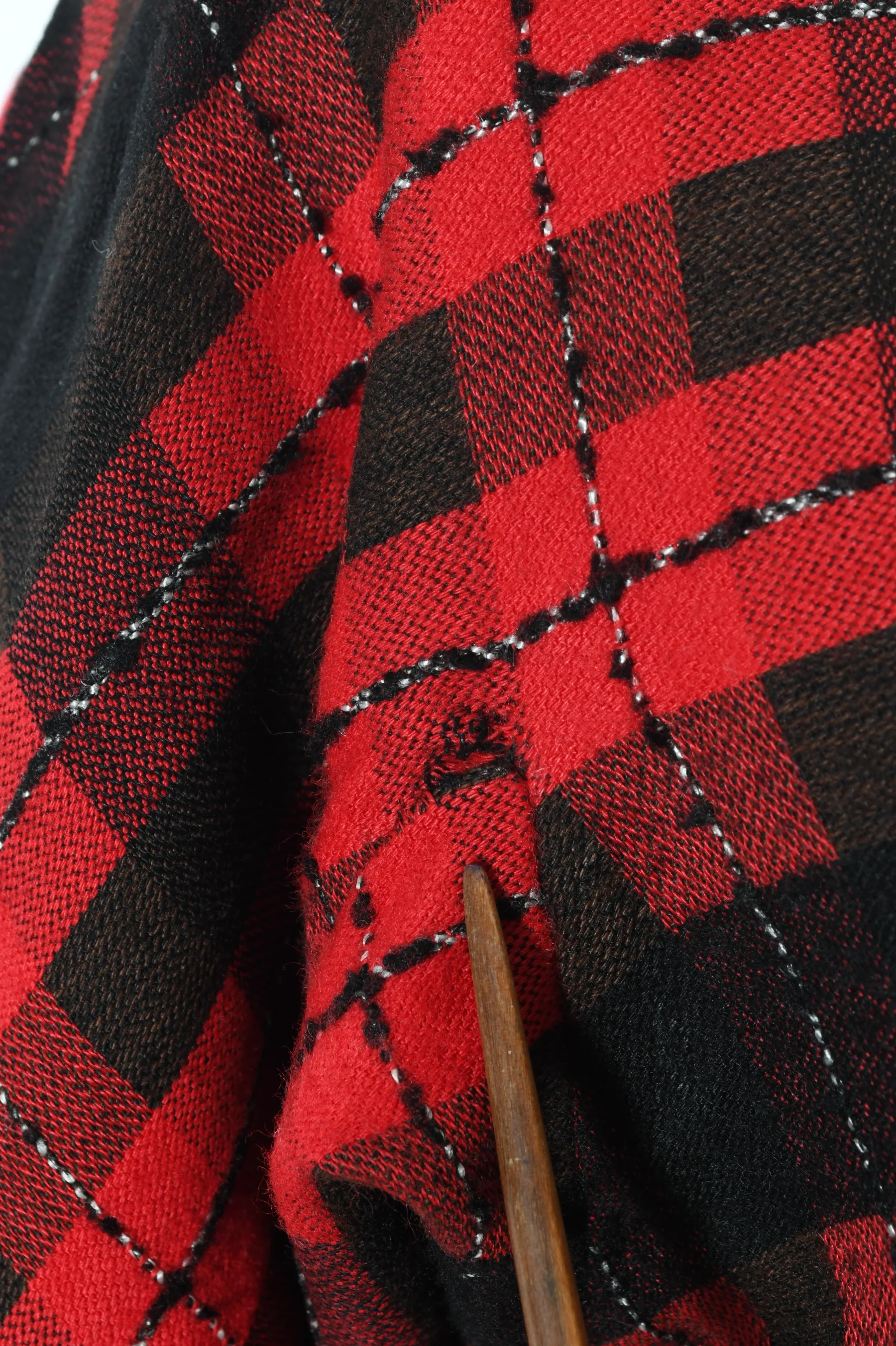 50s Red Black Plaid Pinup Cinch Waist Wiggle Dress By Natlynn Talls New York - Image 13