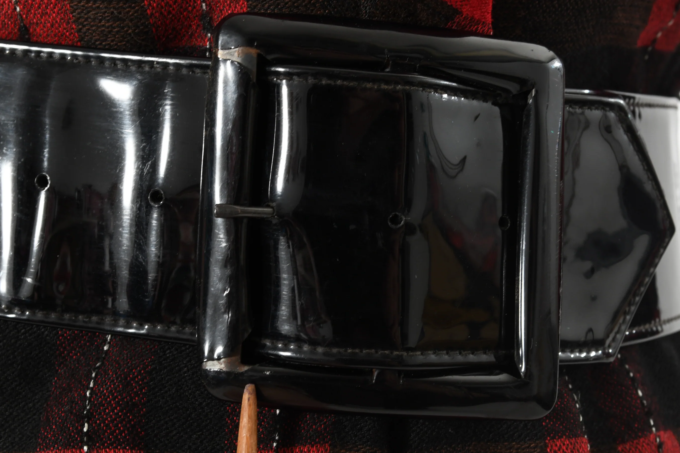 50s Red Black Plaid Pinup Cinch Waist Wiggle Dress By Natlynn Talls New York - Image 14