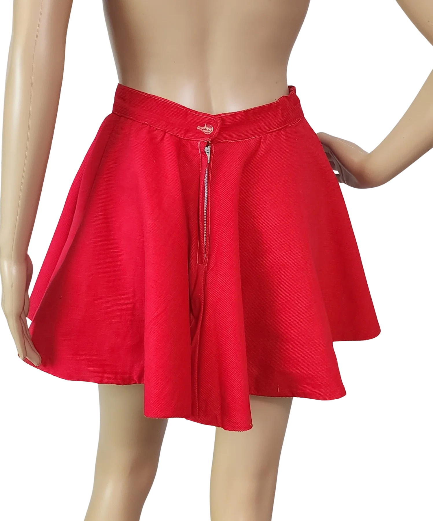 50s Red Corduroy Circle Skirt Skating Majorette - Image 2