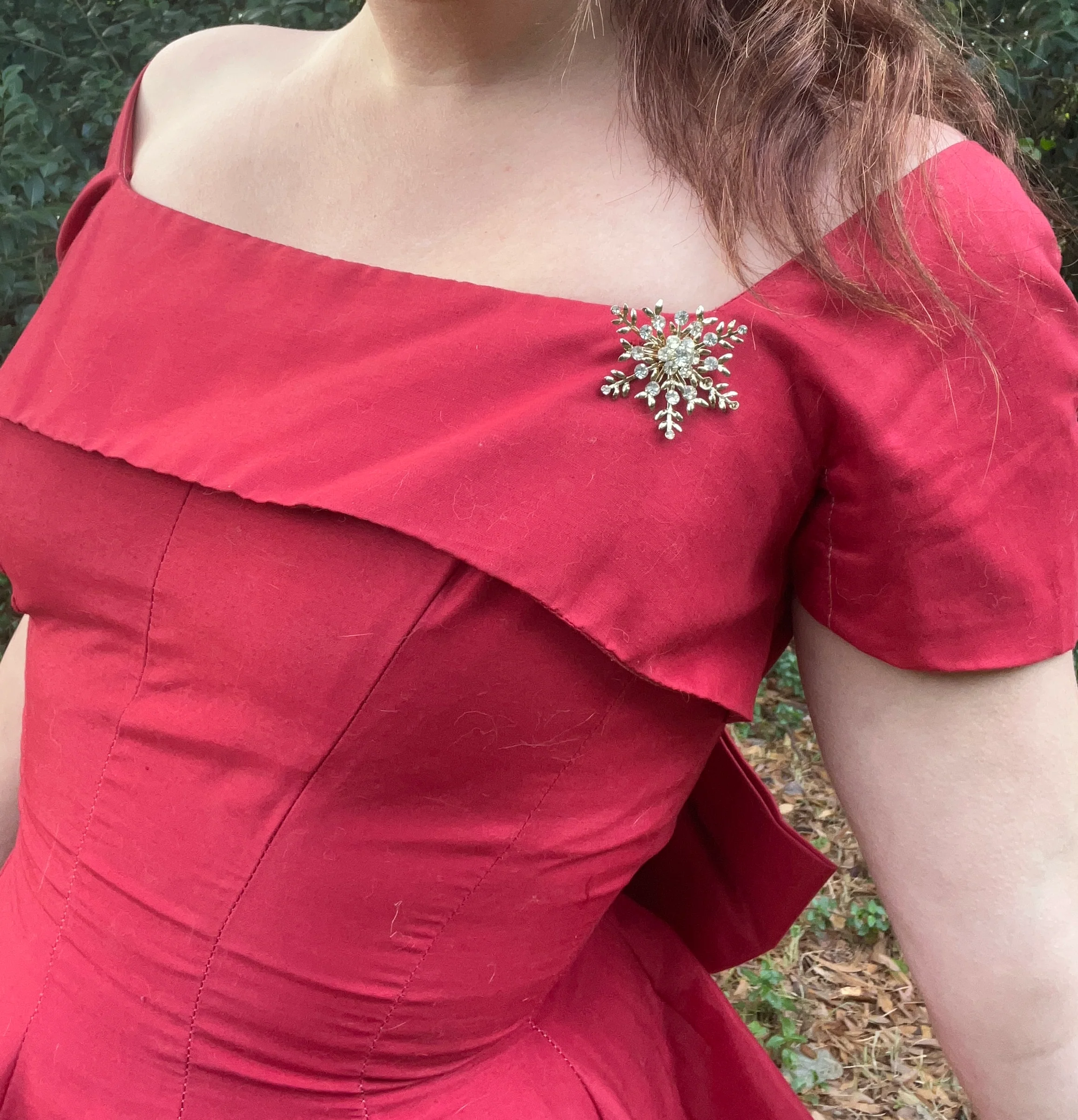 50s Red Holiday Christmas Party Dress With Big Bow By Gigi Young - Image 9