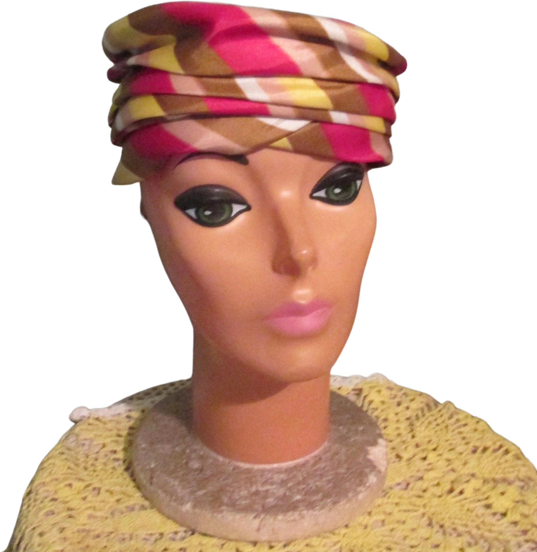 50s Red Striped Pillbox Cloche Hat by Clover Lane