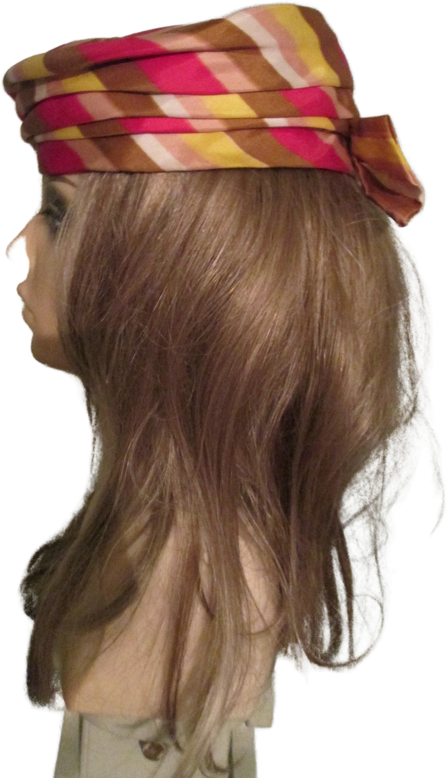 50s Red Striped Pillbox Cloche Hat by Clover Lane - Image 2