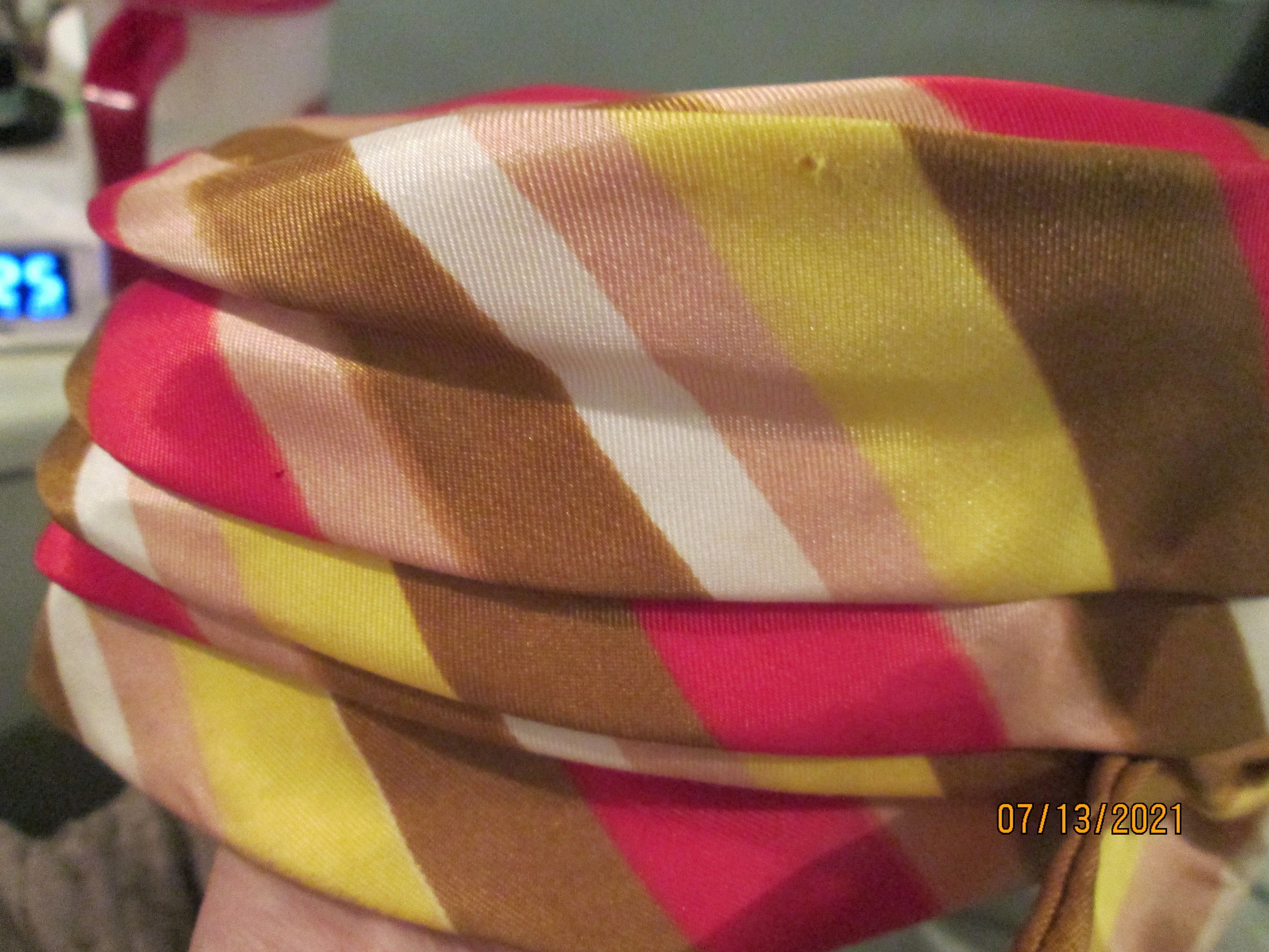 50s Red Striped Pillbox Cloche Hat by Clover Lane - Image 8