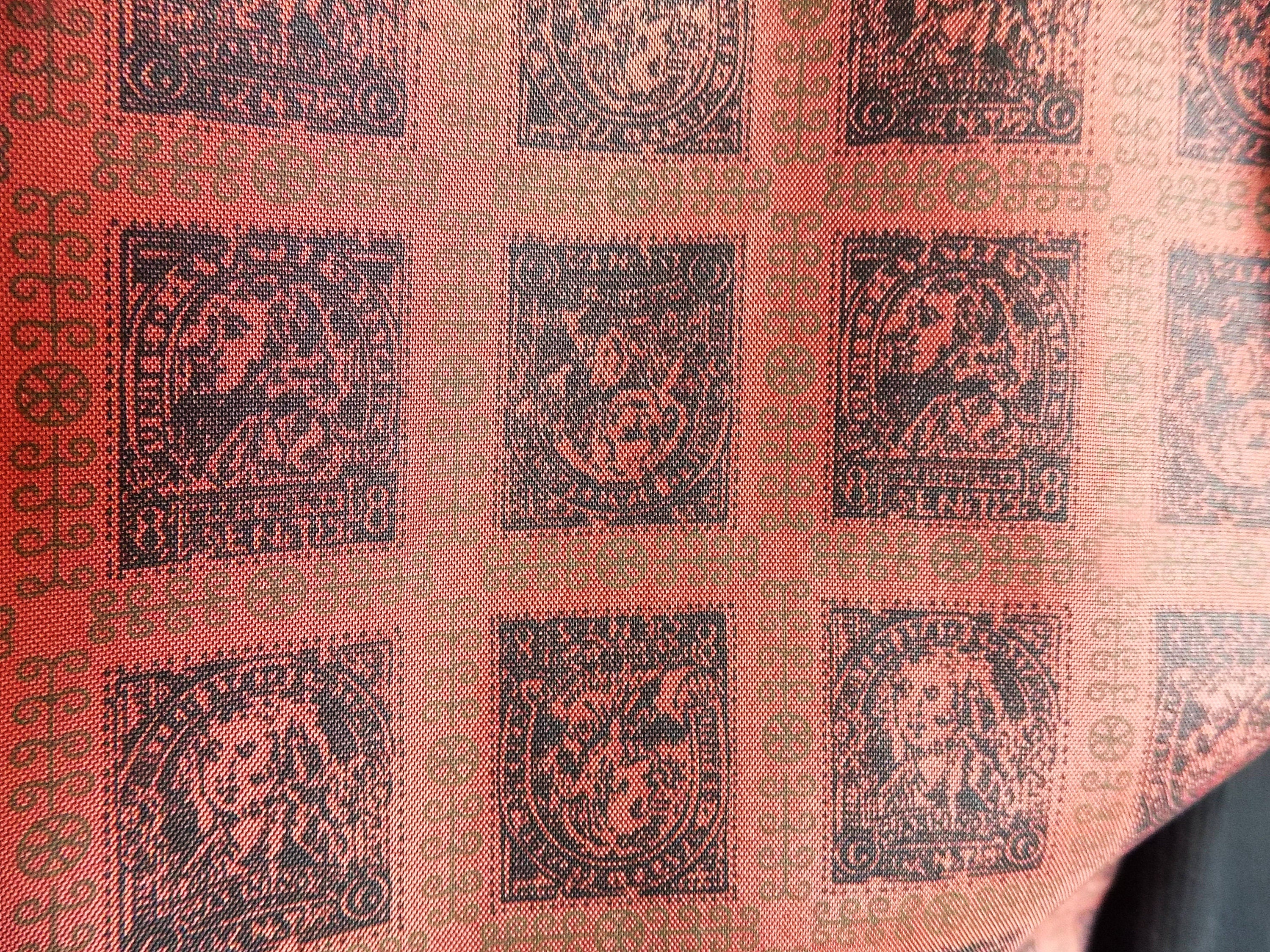 50s Red Wool Rockabilly Vest Waistcoat Stamp Themed Lining and Back Side Adjustments Original Textured Buttons 2 Pockets Marman - Image 4