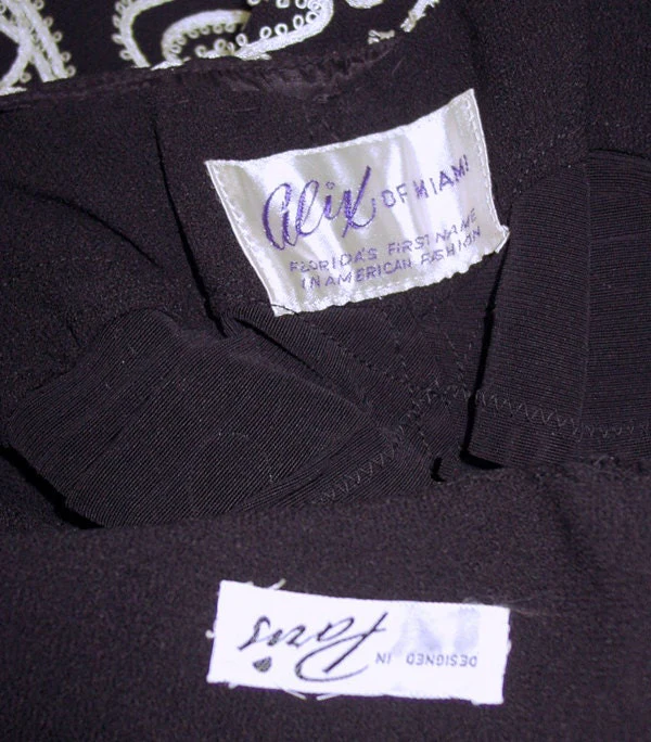 50s Ribbon Full Length Evening Dress Mrs Maisel Atomic by Alix of Miami Designed In Paris - Image 5