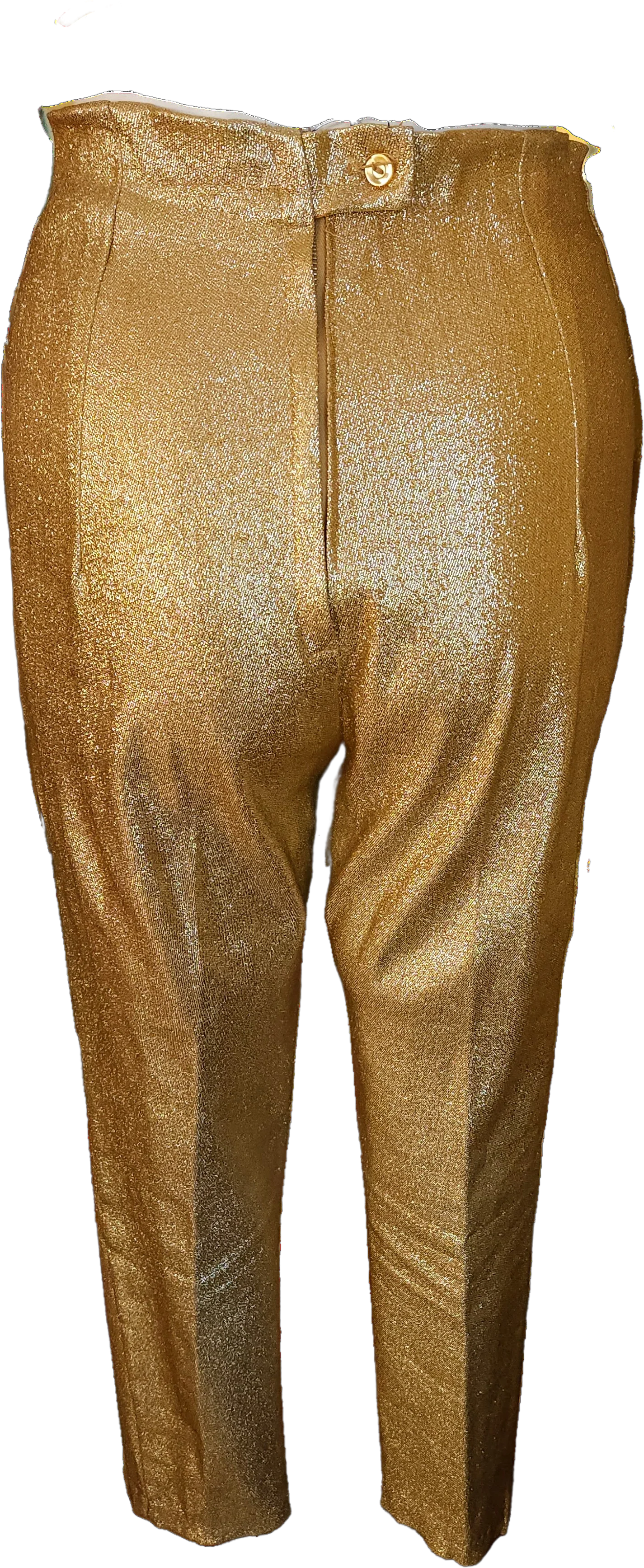 50s Rockabilly Gold Lamé High Waisted Cigarette Pants - Image 2