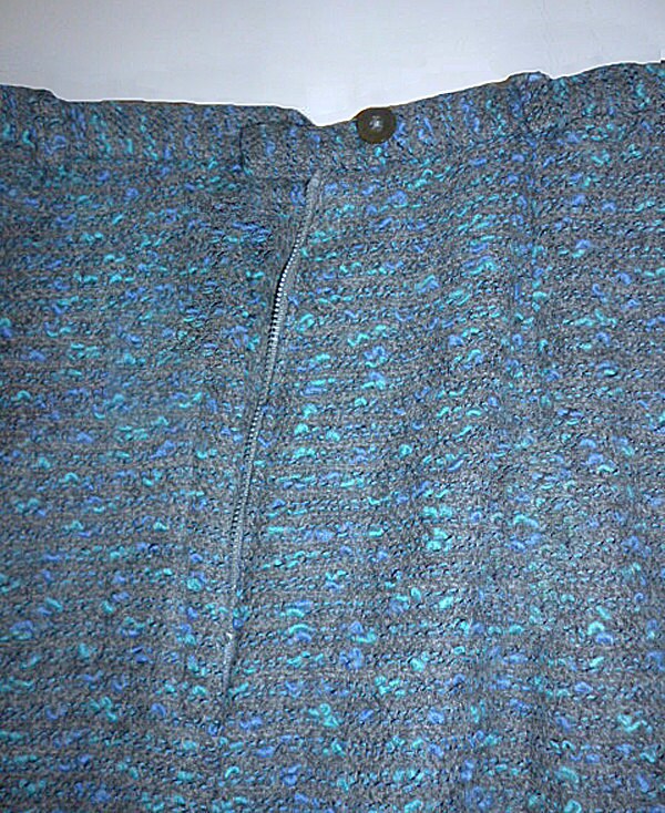50s Rockabilly Turquoise and Gray Wiggle Skirt Nubby Atomic Mcm Liz Taylor Sex Kitten S Slubs - Image 4
