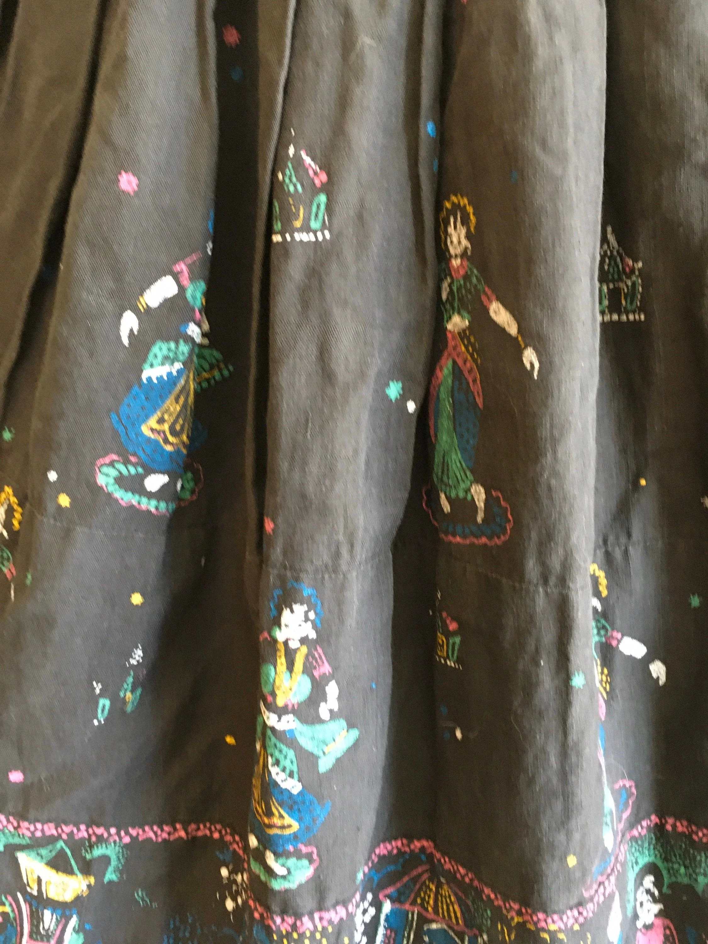 50's Scenic Asian Novelty Print Border Print Skirt - Image 7