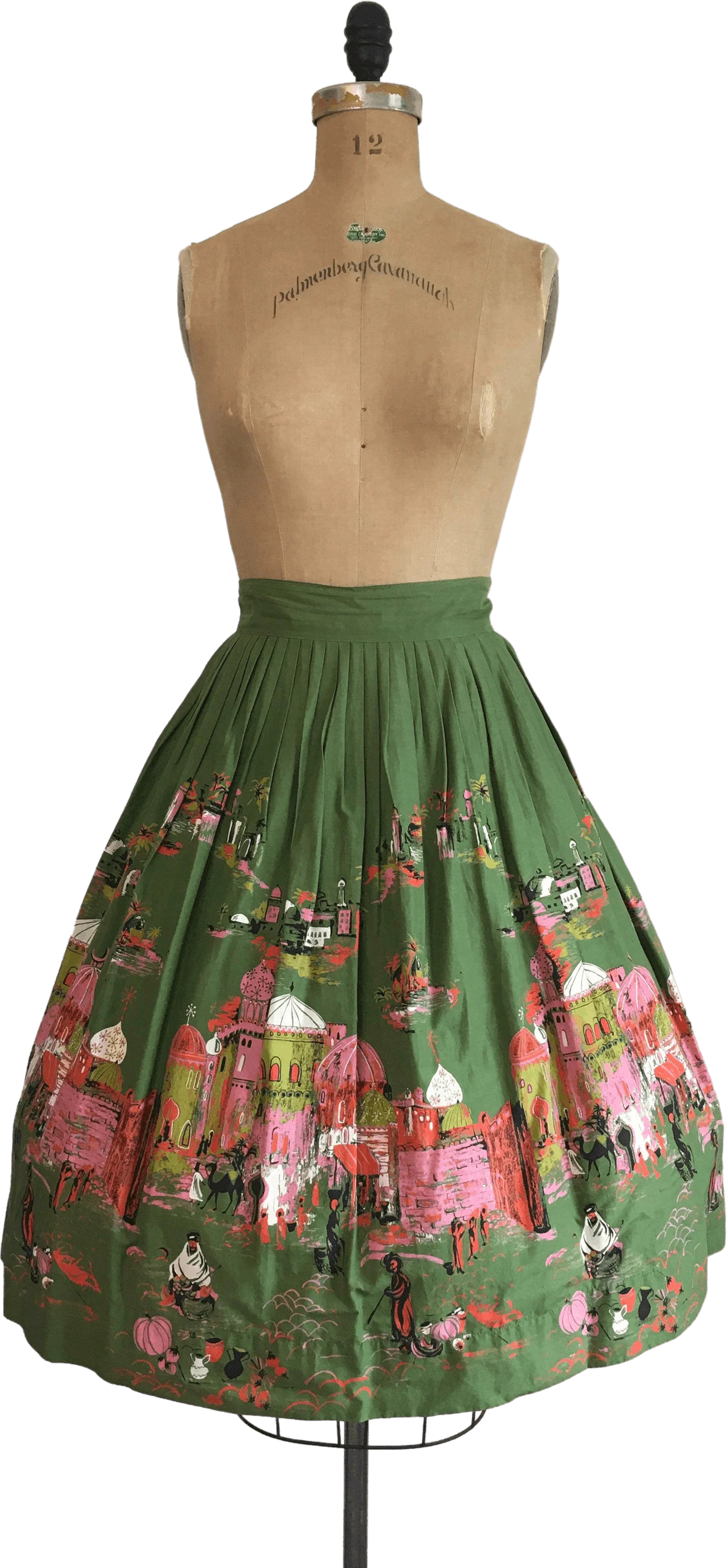 50's Scenic Casbah Arabian Novelty Print Border Skirt