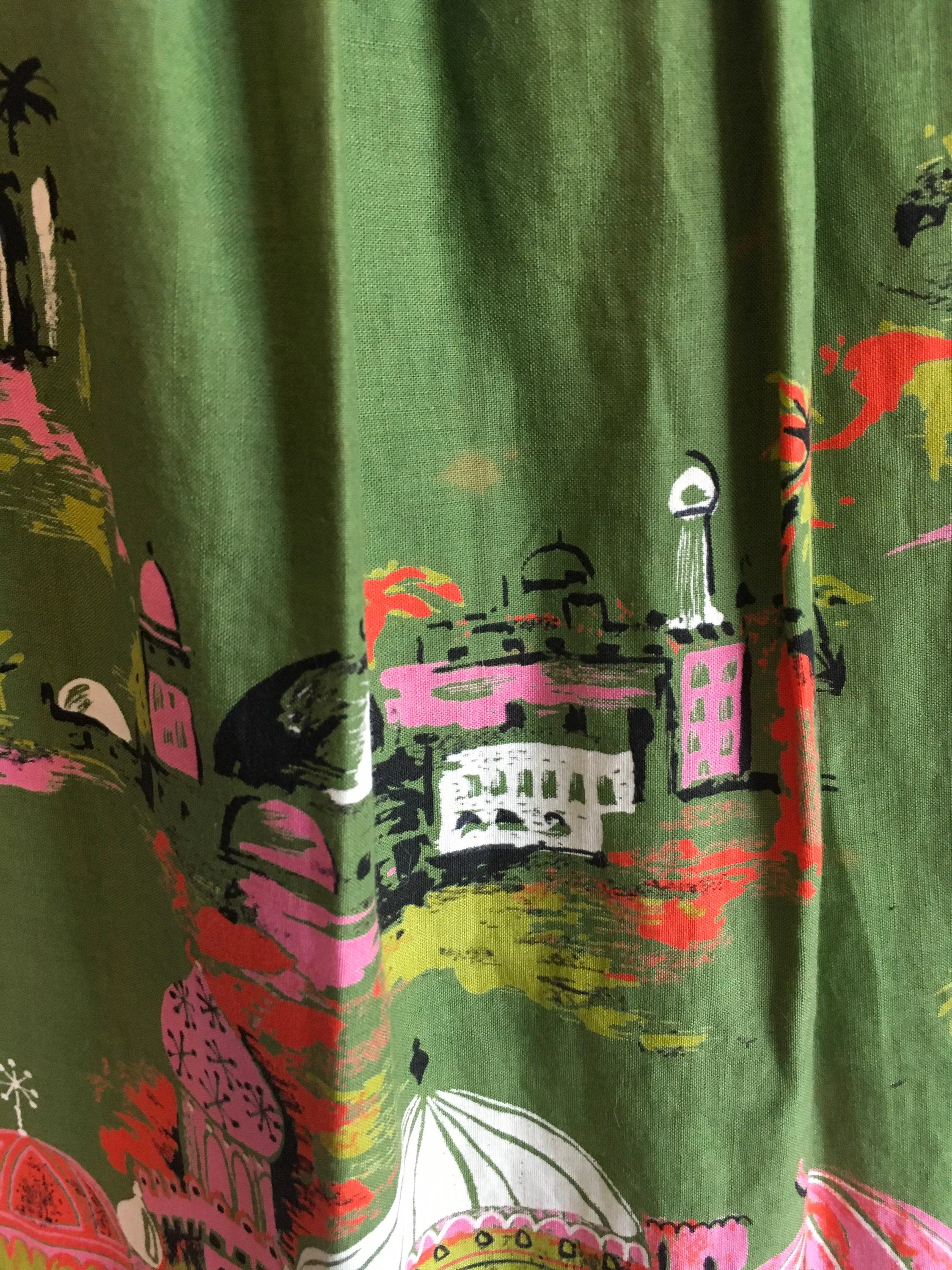 50's Scenic Casbah Arabian Novelty Print Border Skirt - Image 8