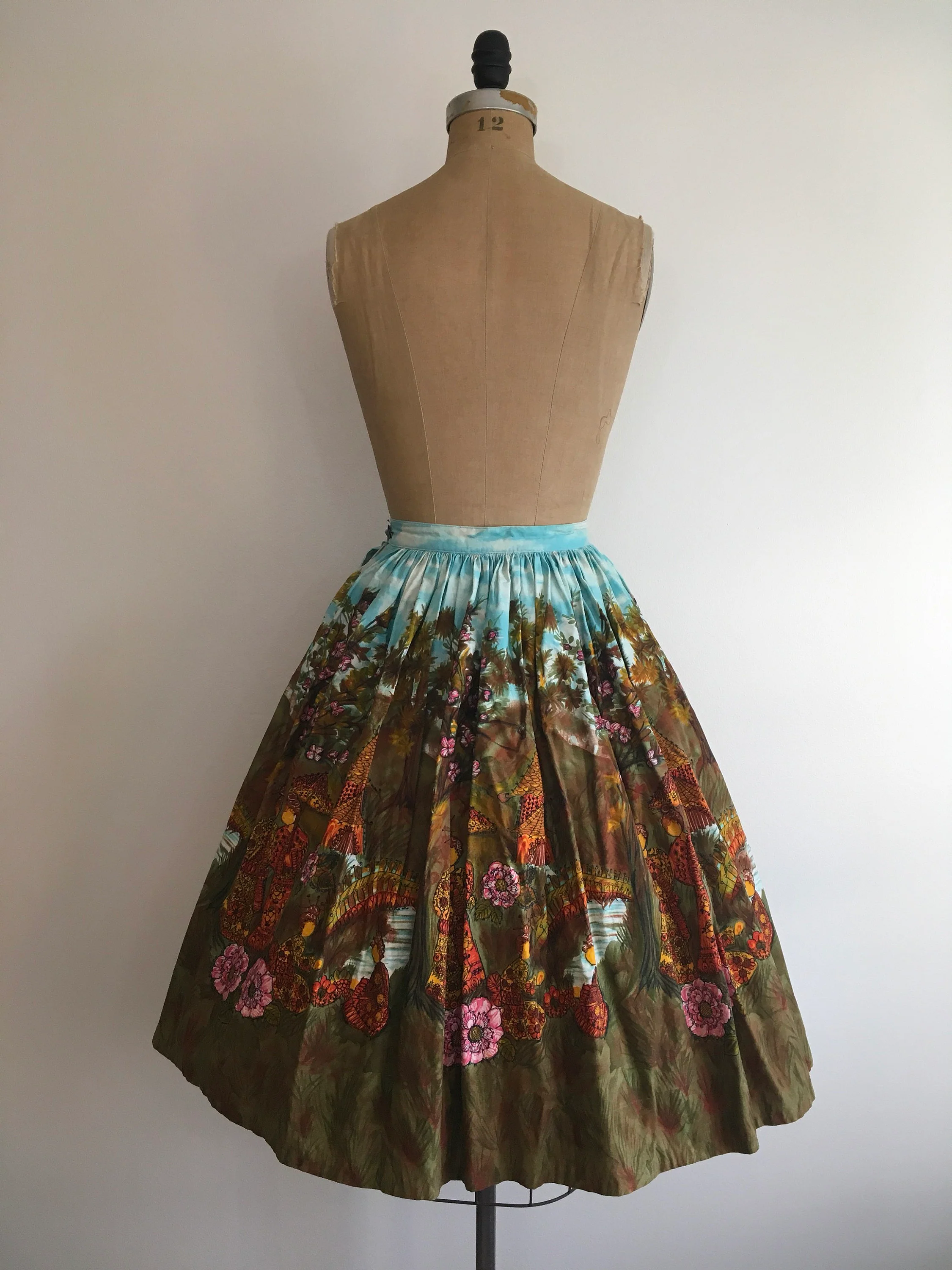 50's Scenic Novelty Print Border Skirt - Image 2