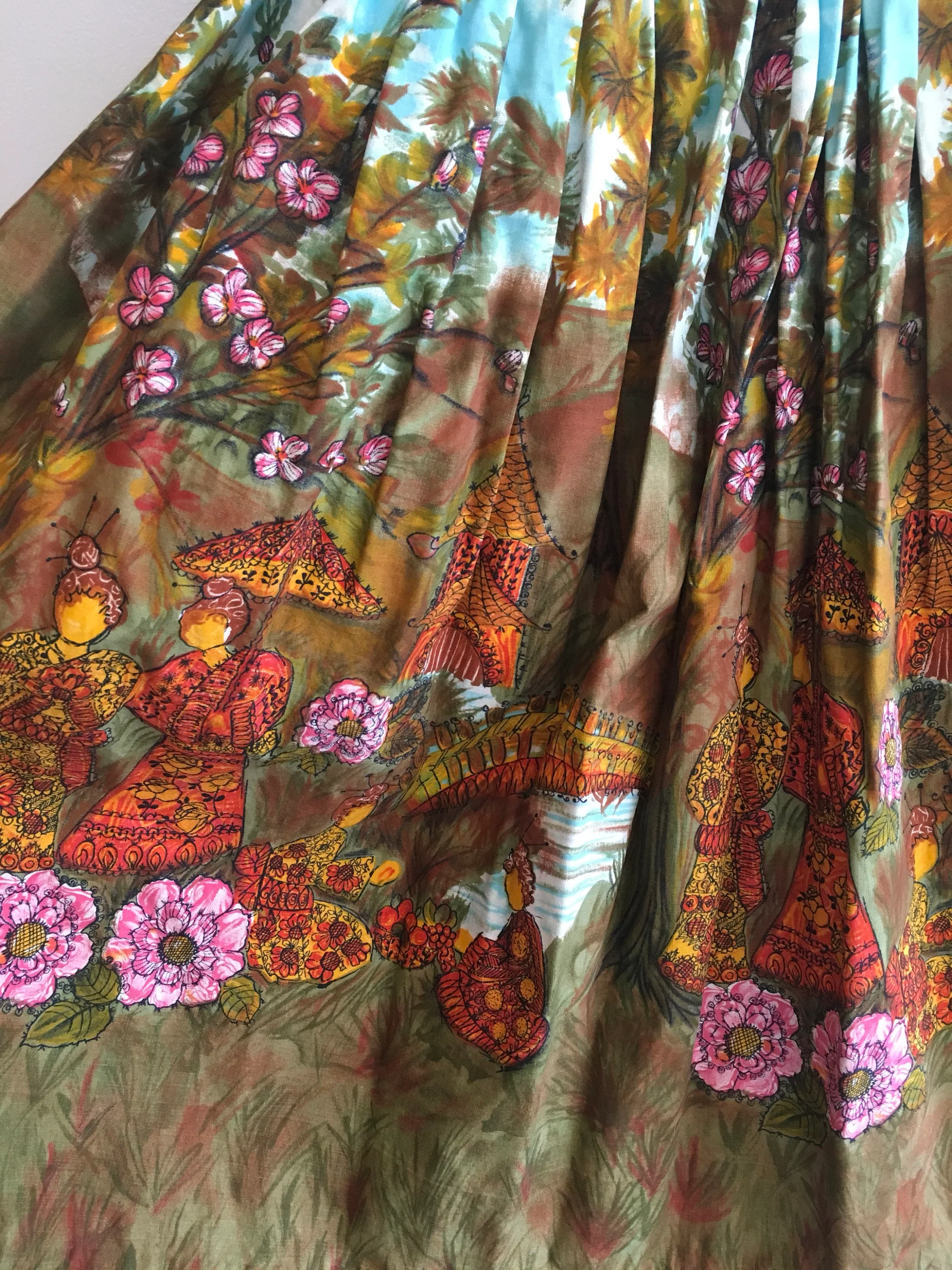 50's Scenic Novelty Print Border Skirt - Image 5