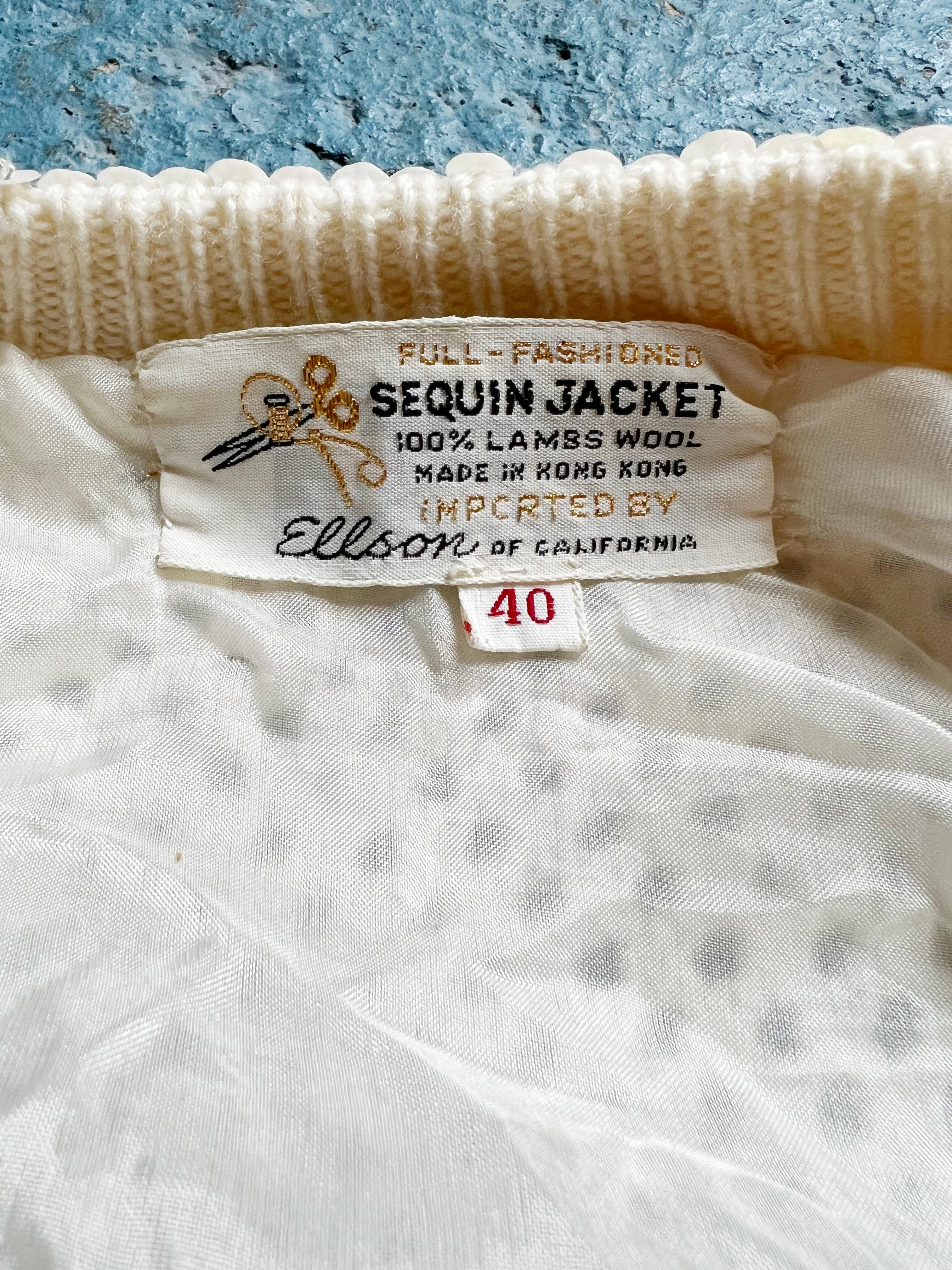 50s Sequin And Wool Sparkly Cardigan - Image 4