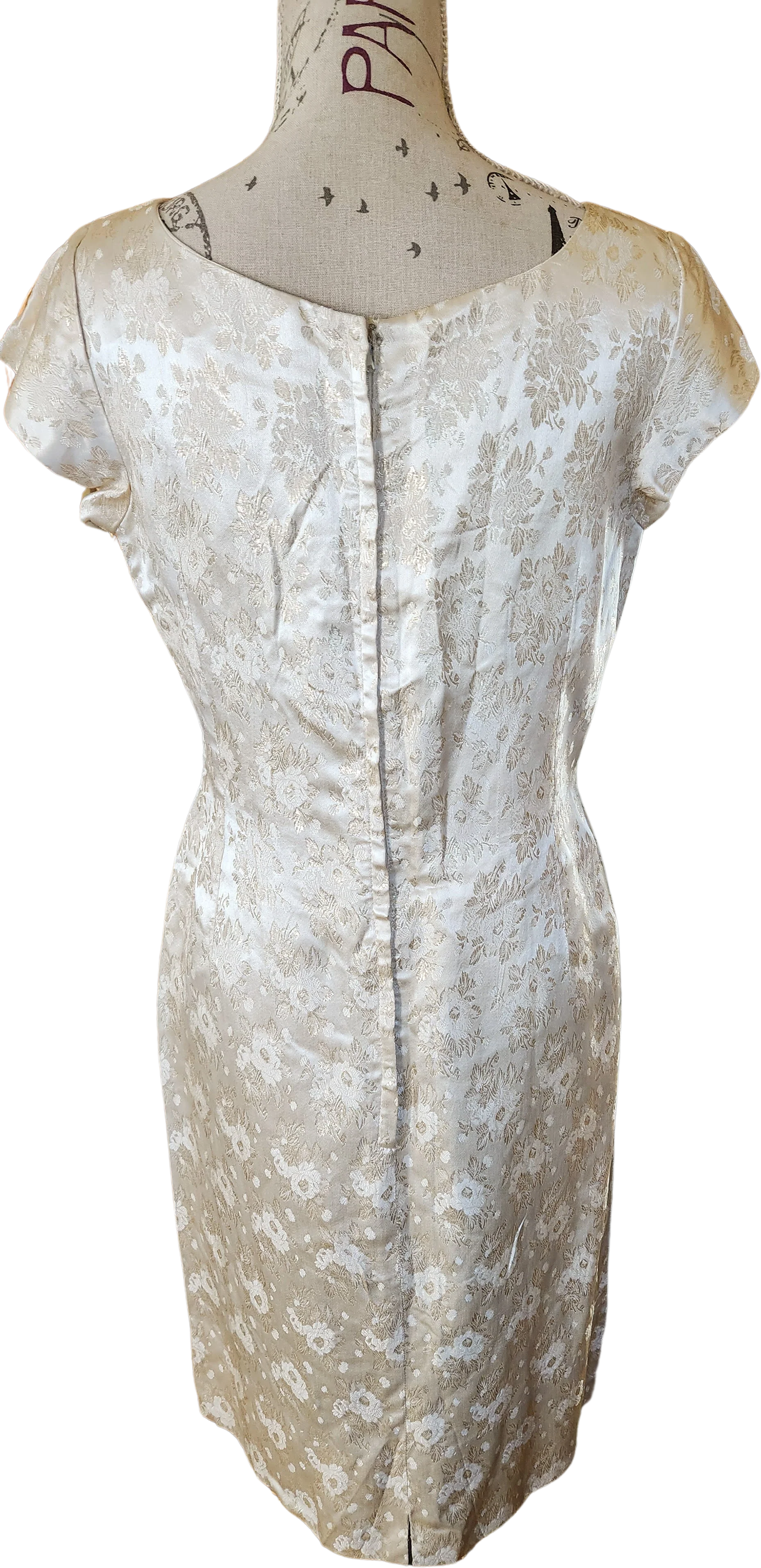 50s Sexy Gold And White Silk Brocade Wiggle Dress By Ferman-O'grady - Image 2
