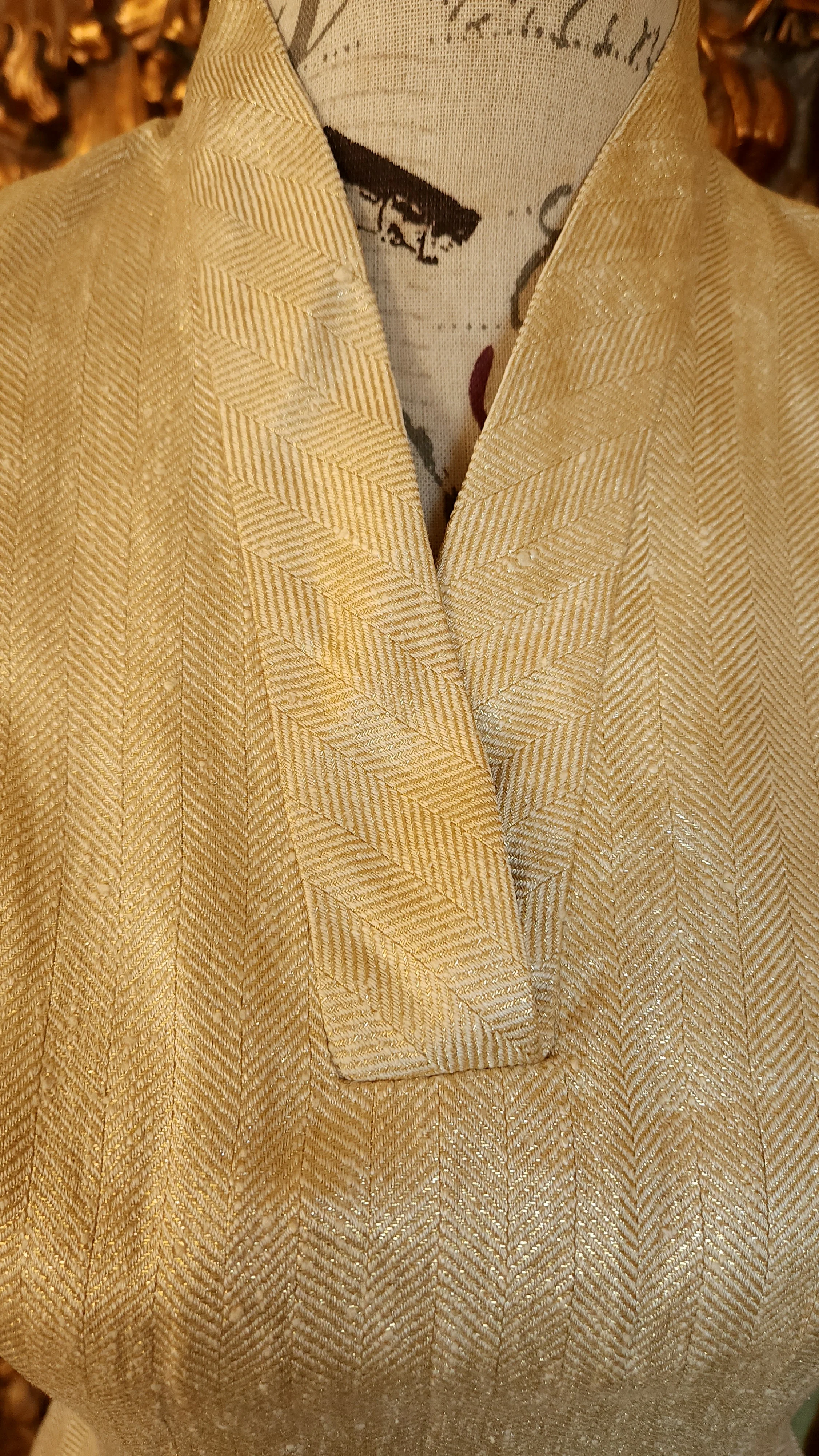 50s Sexy Metallic Gold Silk Linen Wiggle Dress By Anne Fogarty - Image 5