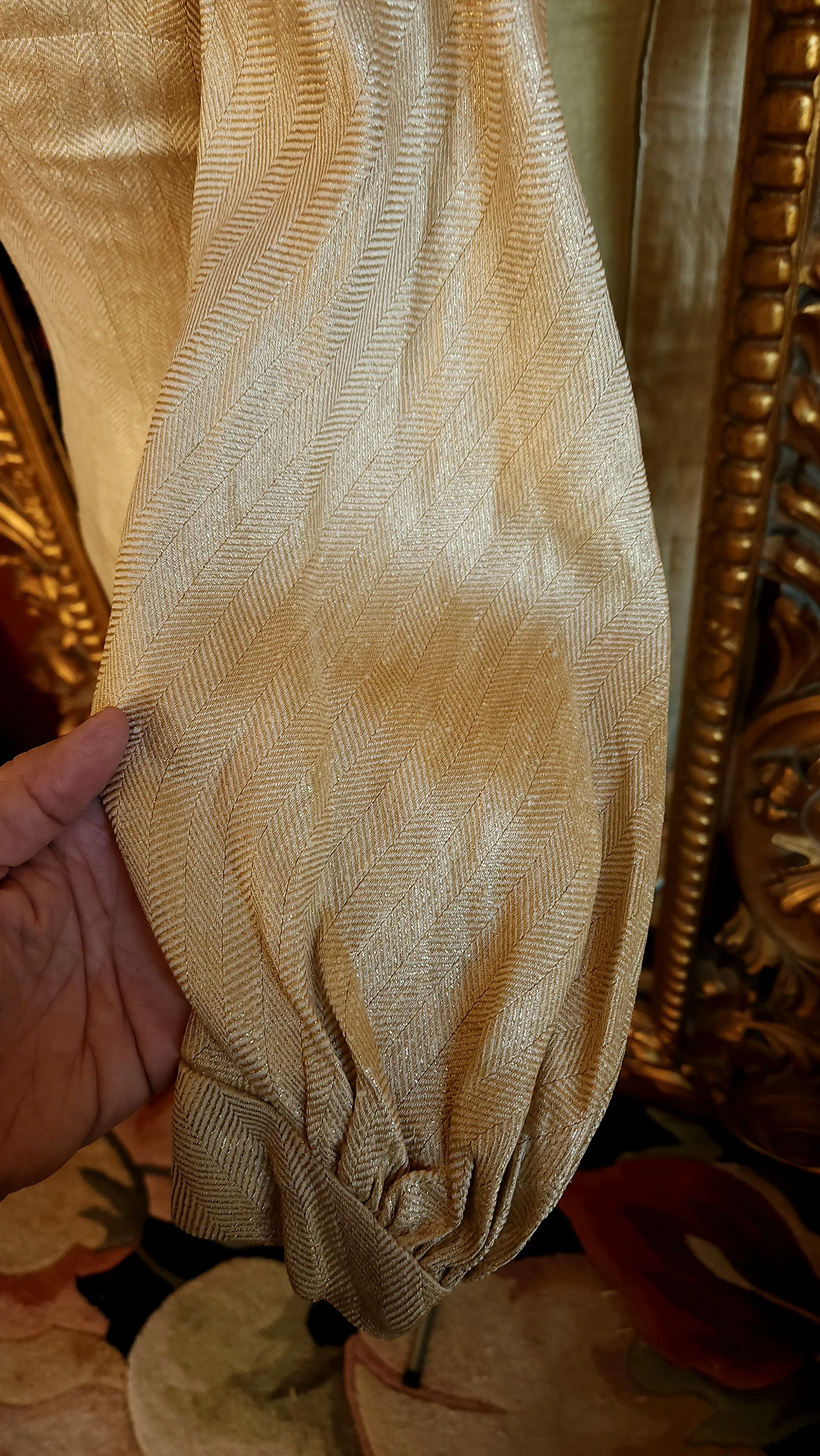 50s Sexy Metallic Gold Silk Linen Wiggle Dress By Anne Fogarty - Image 6