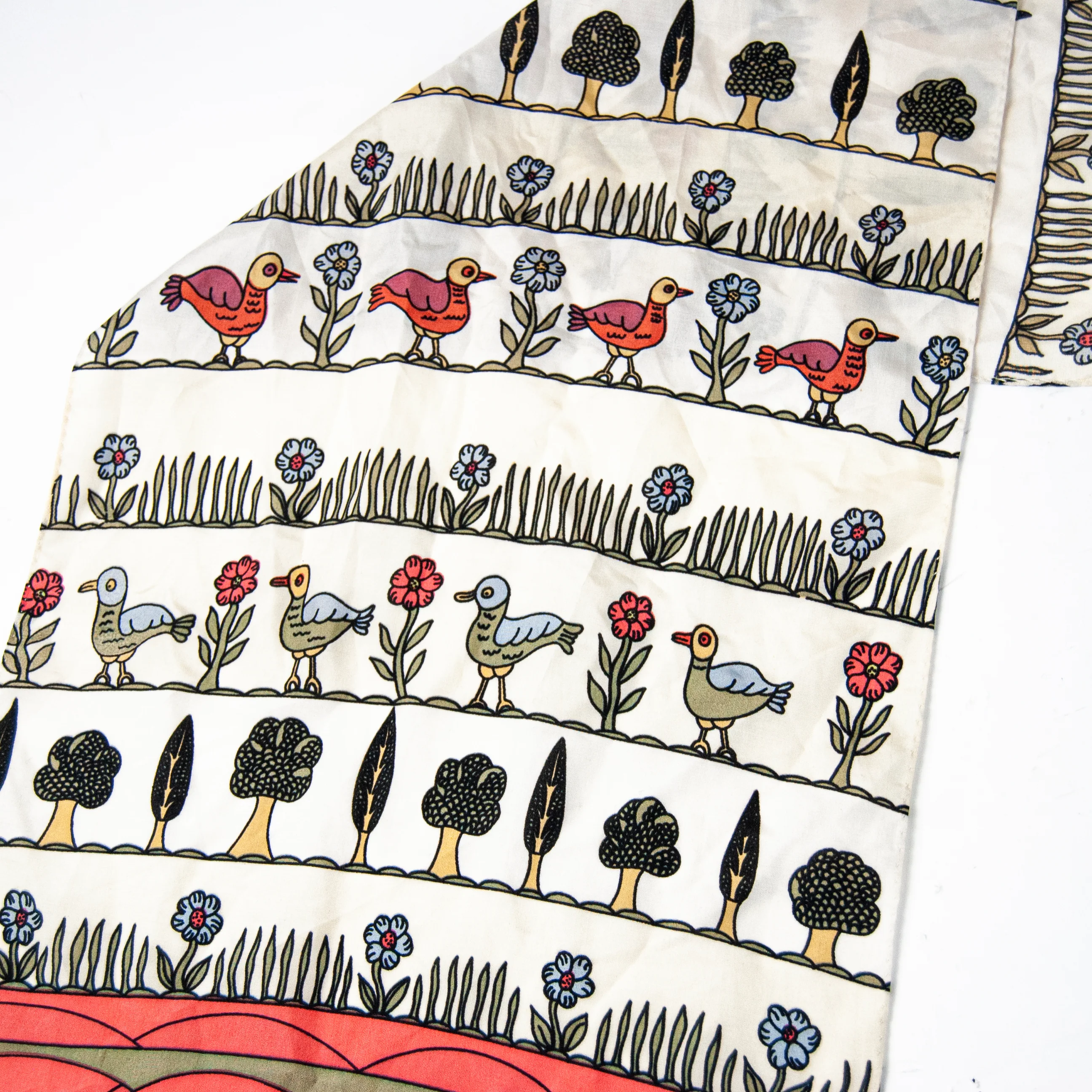 50s Shalom Of Safed Screen Painted Silk Scarf By Neiman Marcus - Image 4