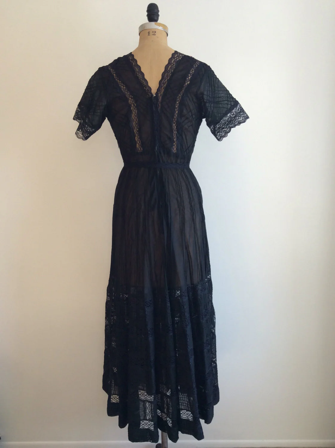 50's Sheer Maxi Dress with Floral Embroidery and Lace - Image 2