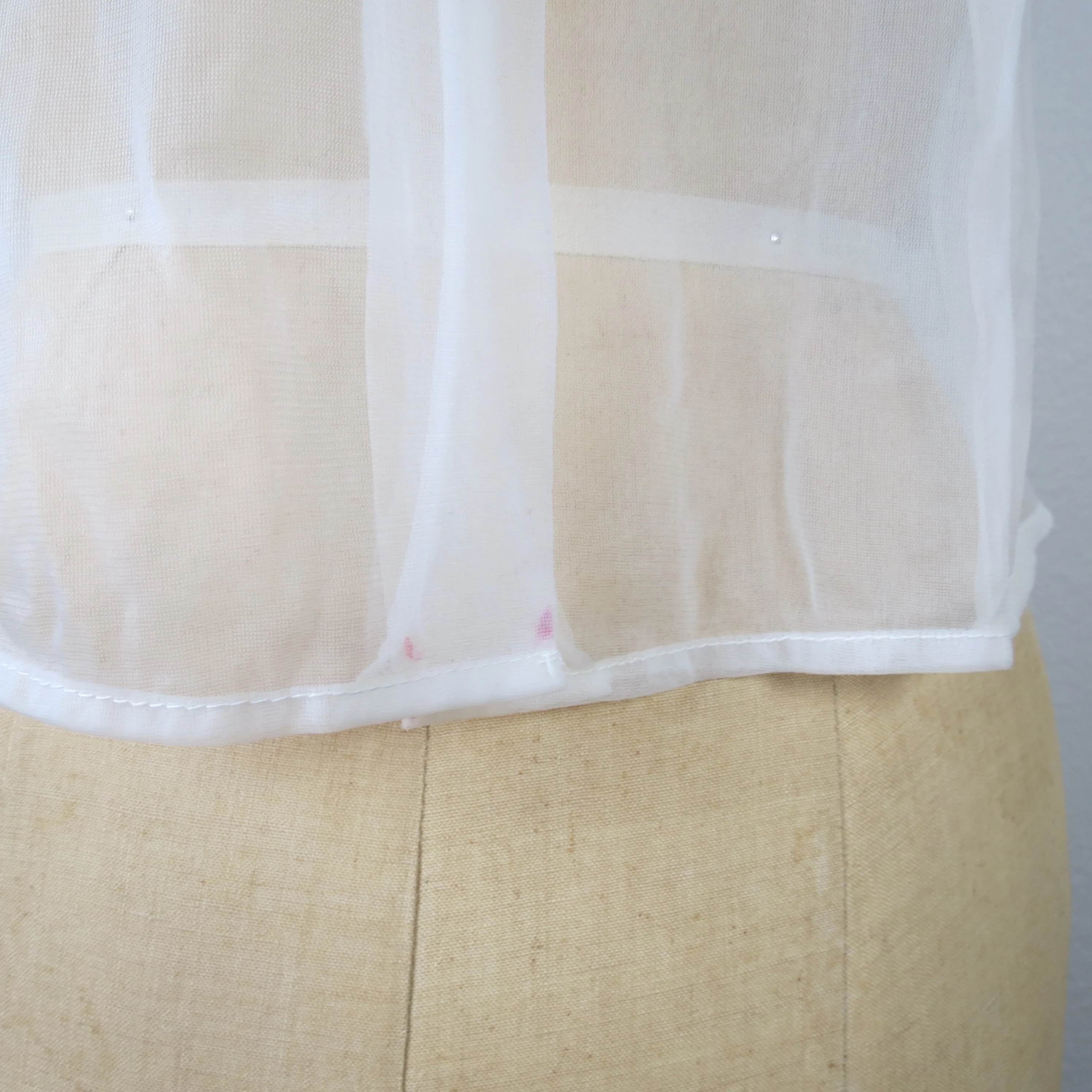 50s Sheer Nylon Blouse Button Back High Neck Dressy - Image 5