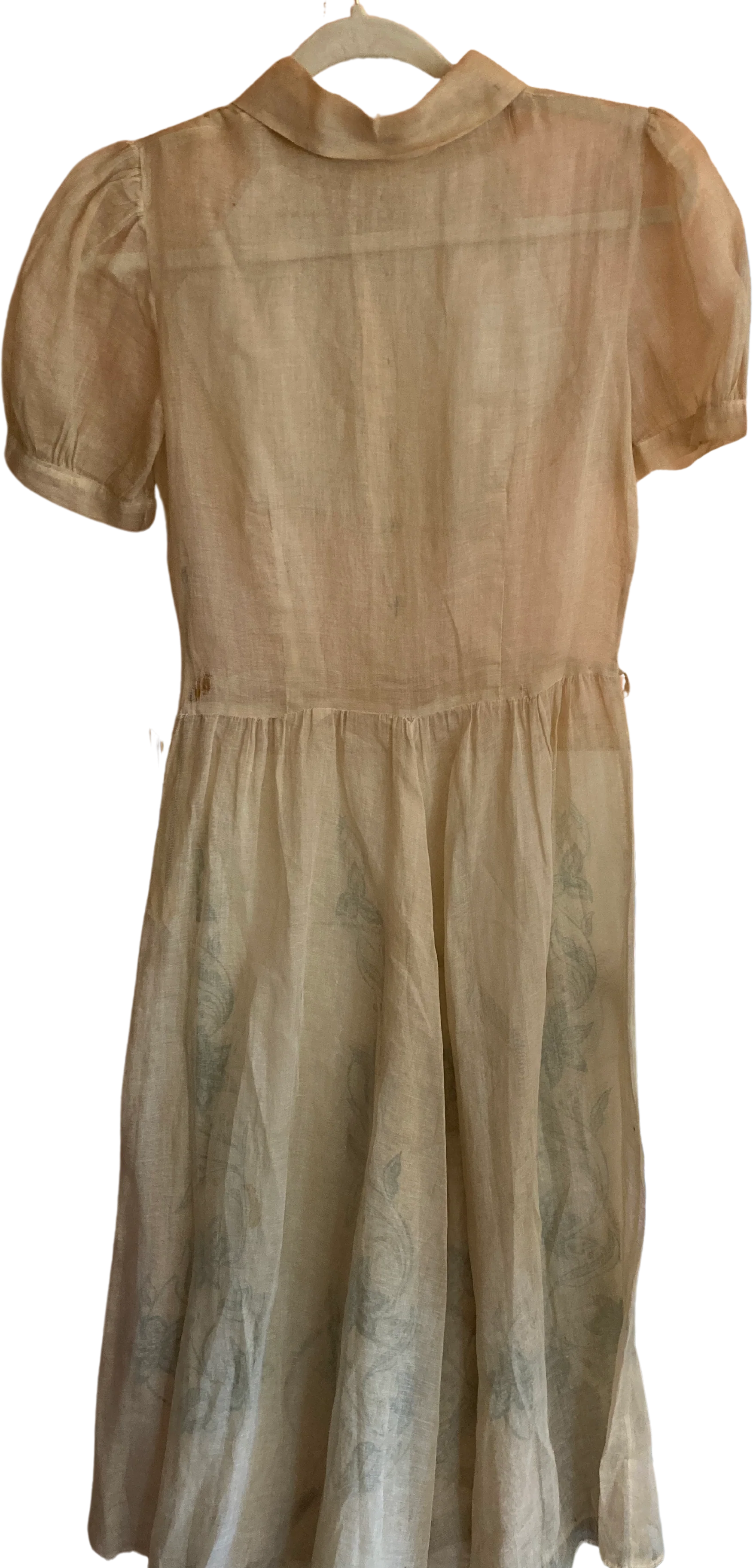 50s Sheer Organza Party Dress W Floral Pattern - Image 2