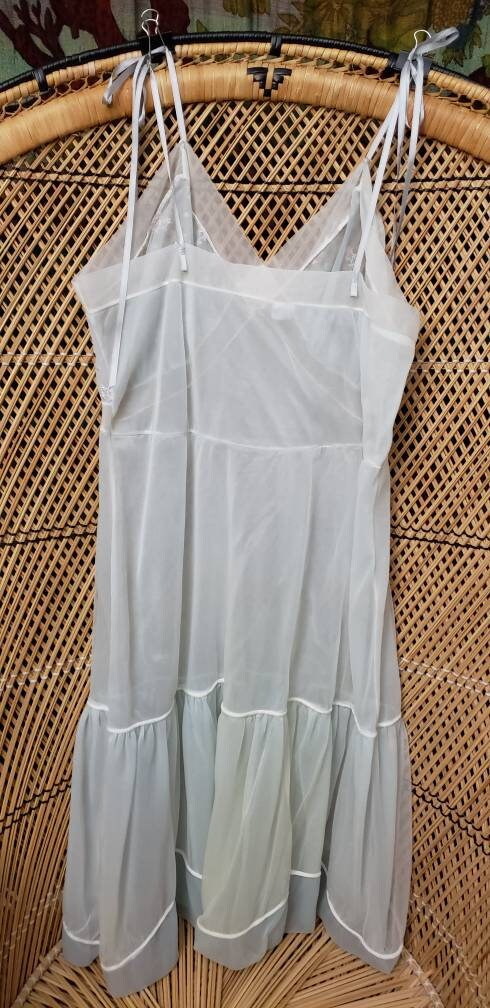 50s Sheer Pale Blue Floral Nightie 40 Md/lg - Image 7