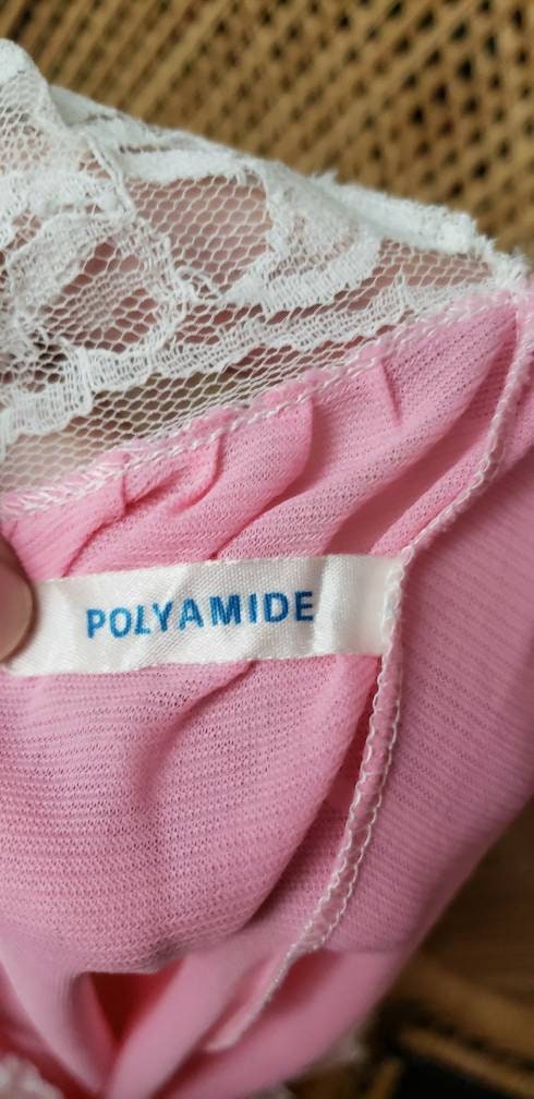50s Sheer Pink and Lace Nightgown Sm/md - Image 8