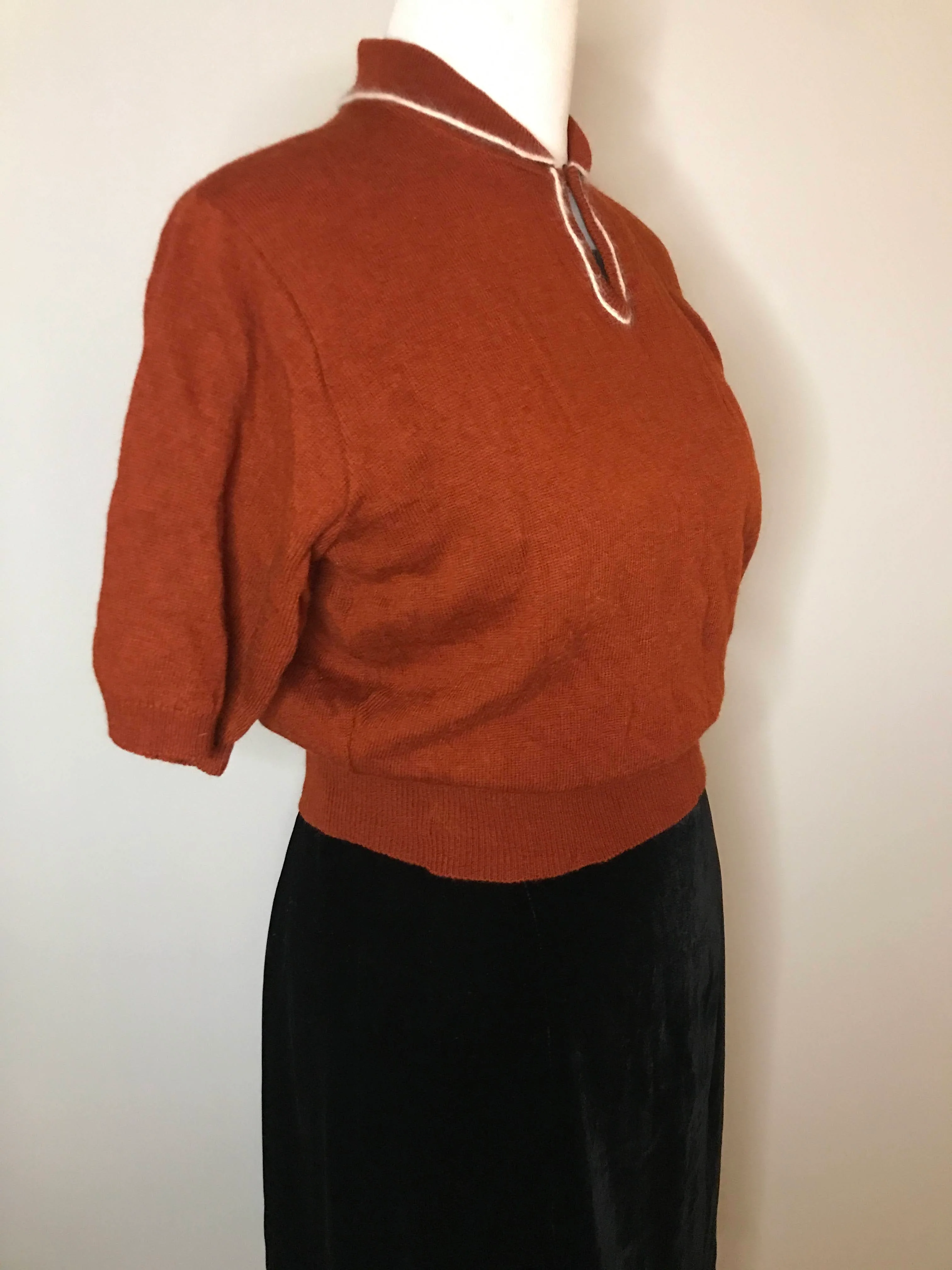 50s Short Sleeve Dark Academia Jantzen Jumper Sweater By Jantzen - Image 3