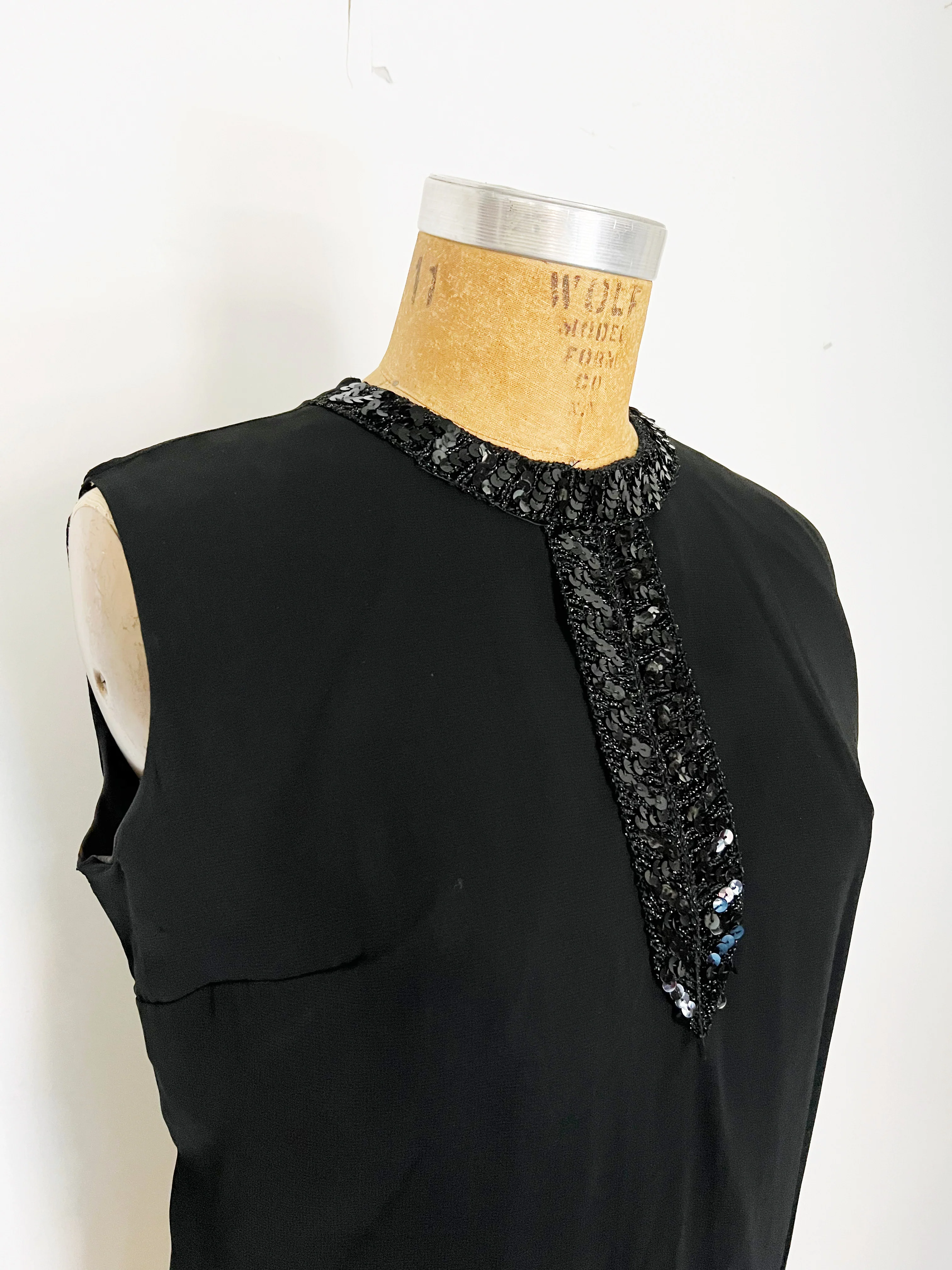 50s Silk Chiffon Sequin Blouse - Image 3