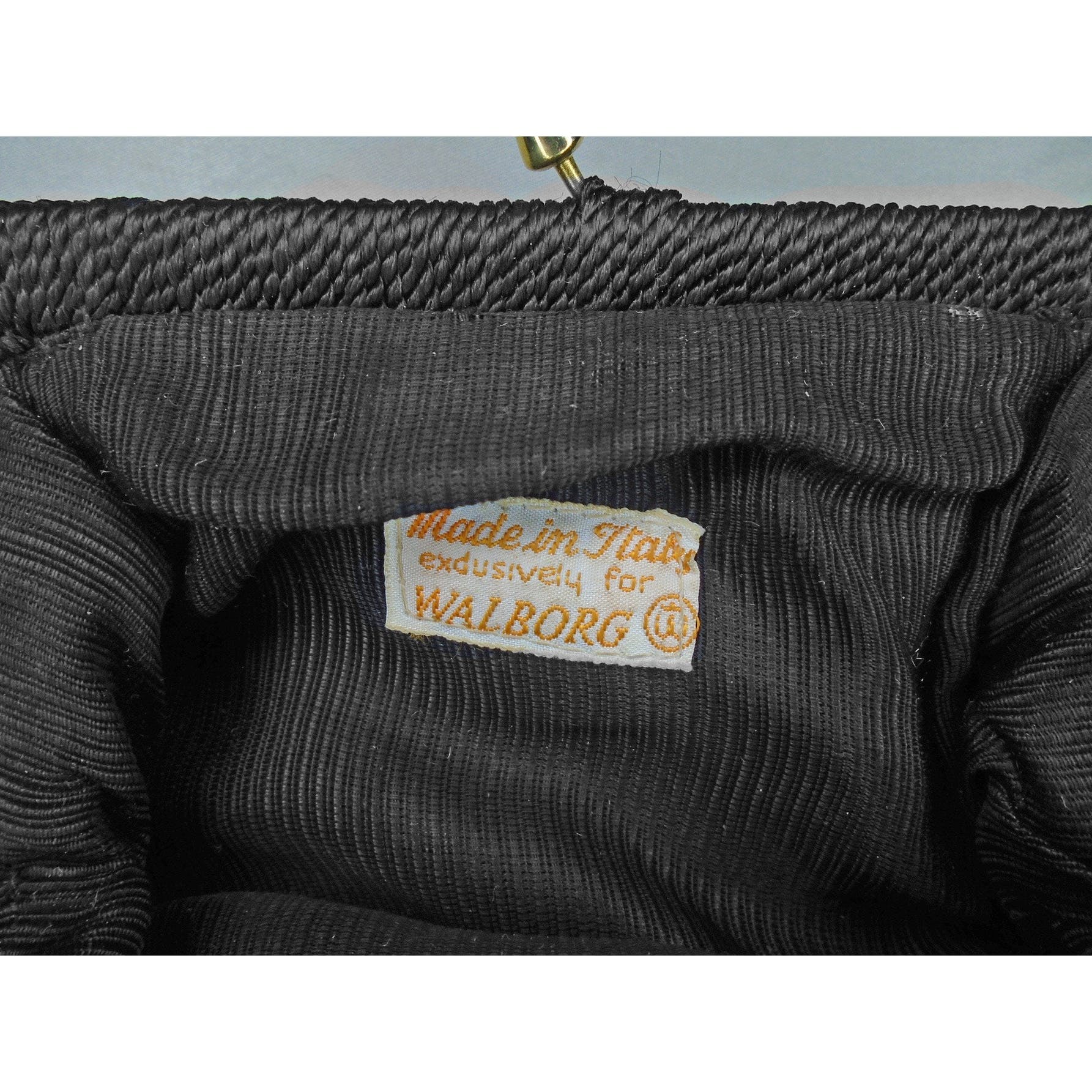 50s Small Black Beaded Crochet Clutch, Mini Purse By Walborg - Image 2