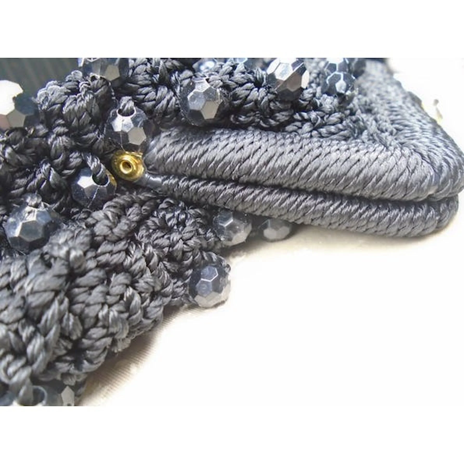50s Small Black Beaded Crochet Clutch, Mini Purse By Walborg - Image 8