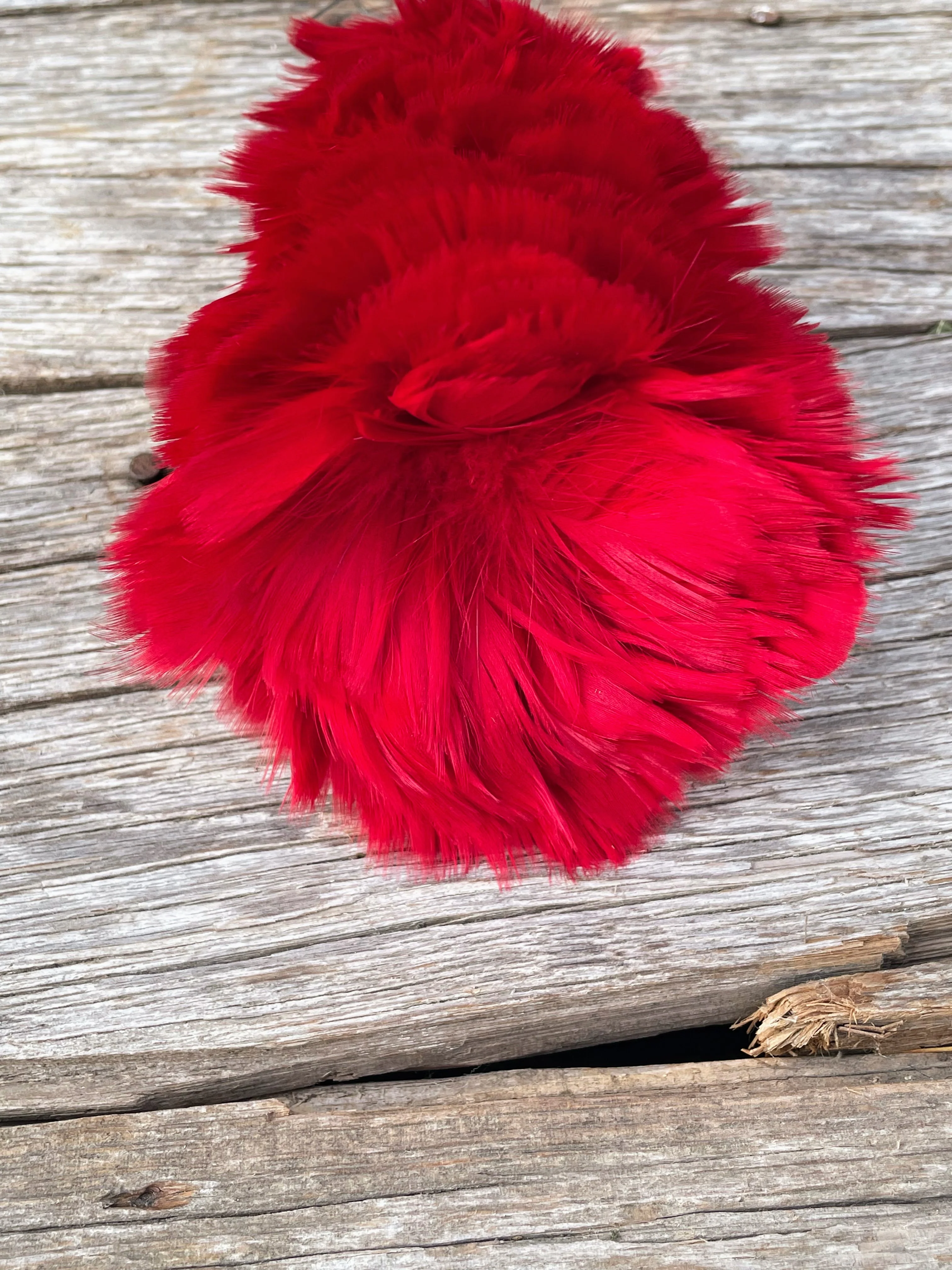 50s Small Red Real Feather Duster Clothes Brush - Image 5
