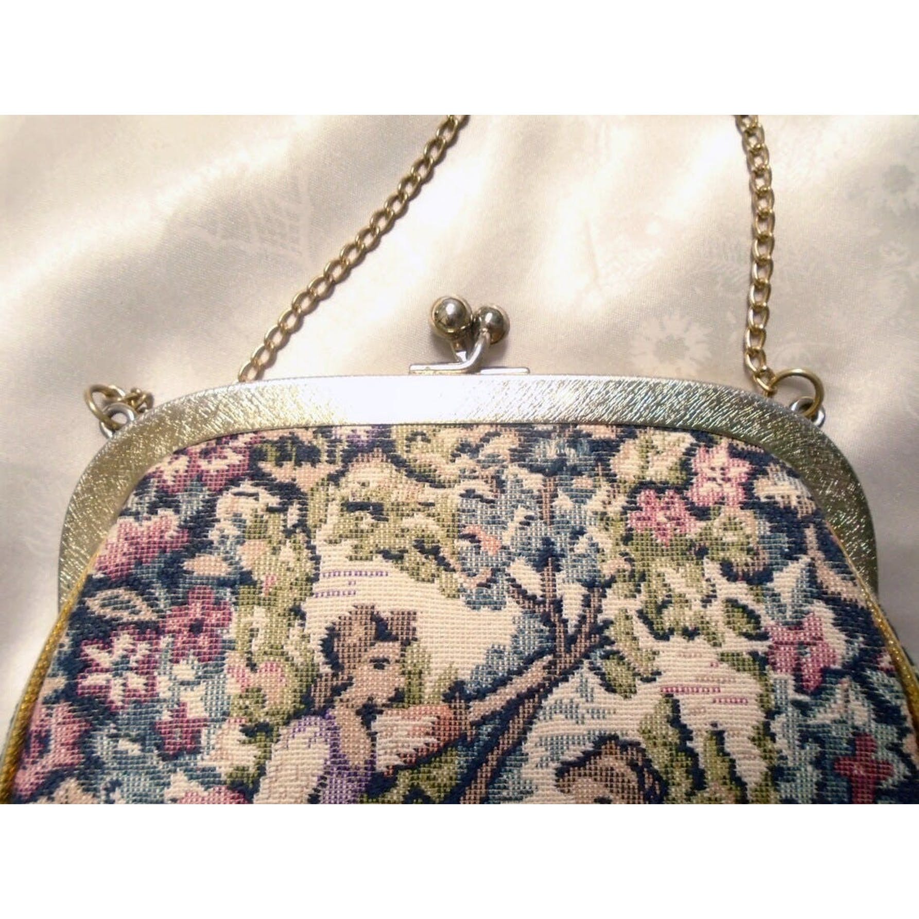 50s Small Tapestry Bag With Chain Top Handle By Julius Resnick - Image 8